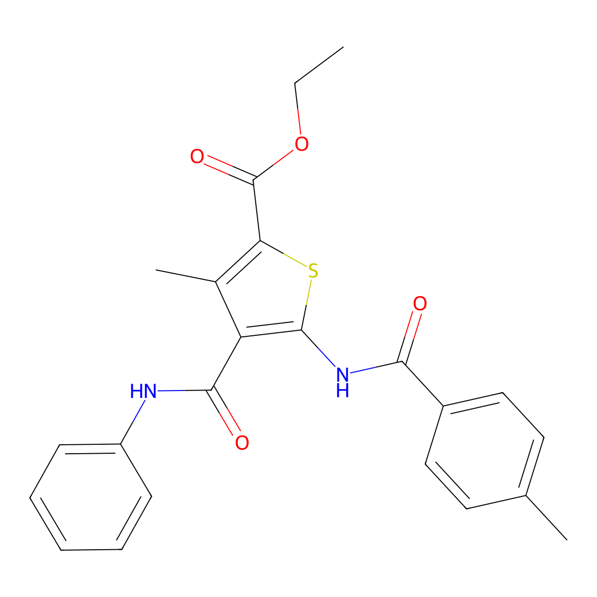 Ethyl 3-methyl-5-[(4-methylbenzoyl)amino]-4-(phenylcarbamoyl)thiophene-2-carboxylate molecular structure, CAS 663206-44-8