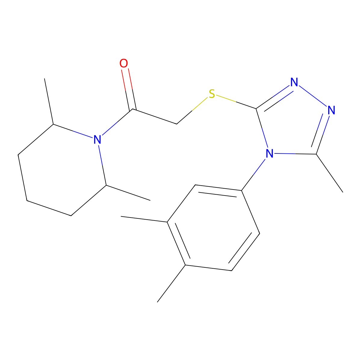 2-[[4-(3,4-Dimethylphenyl)-5-methyl-1,2,4-triazol-3-yl]sulfanyl]-1-(2,6-dimethylpiperidin-1-yl)ethanone molecular structure, CAS 663207-63-4