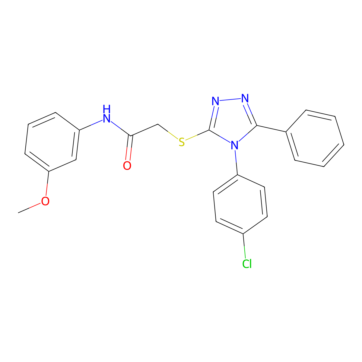 2-[[4-(4-chlorophenyl)-5-phenyl-1,2,4-triazol-3-yl]sulfanyl]-N-(3-methoxyphenyl)acetamide molecular structure, CAS 663208-05-7