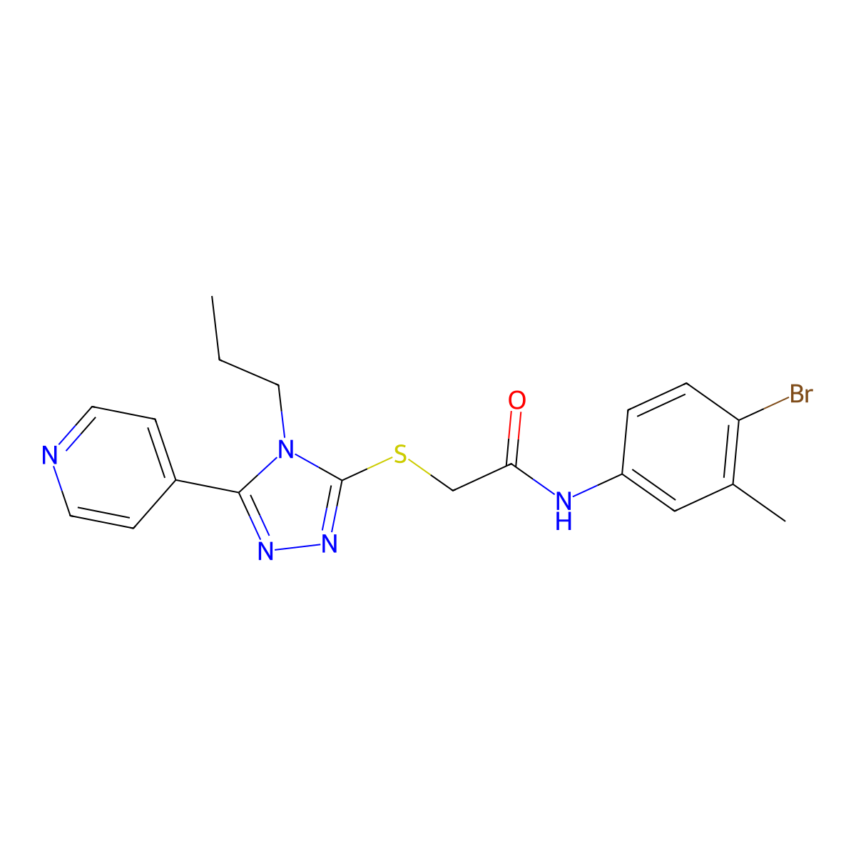 N-(4-bromo-3-methylphenyl)-2-[(4-propyl-5-pyridin-4-yl-1,2,4-triazol-3-yl)sulfanyl]acetamide molecular structure, CAS 663208-19-3