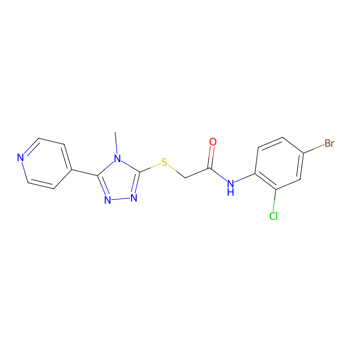 N-(4-bromo-2-chlorophenyl)-2-[(4-methyl-5-pyridin-4-yl-1,2,4-triazol-3-yl)sulfanyl]acetamide molecular structure, CAS 663208-45-5