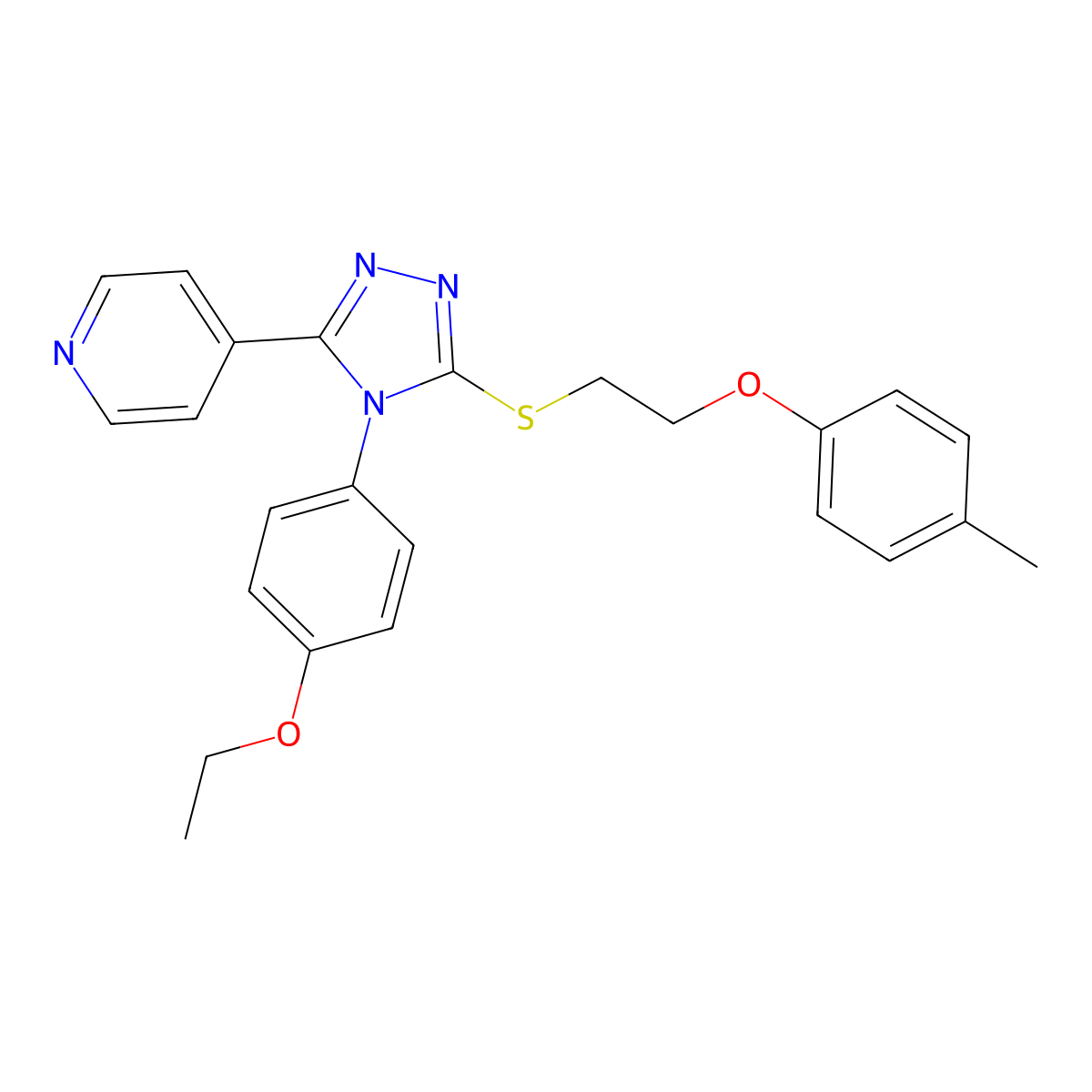 4-[4-(4-Ethoxyphenyl)-5-[2-(4-methylphenoxy)ethylsulfanyl]-1,2,4-triazol-3-yl]pyridine molecular structure, CAS 663209-37-8