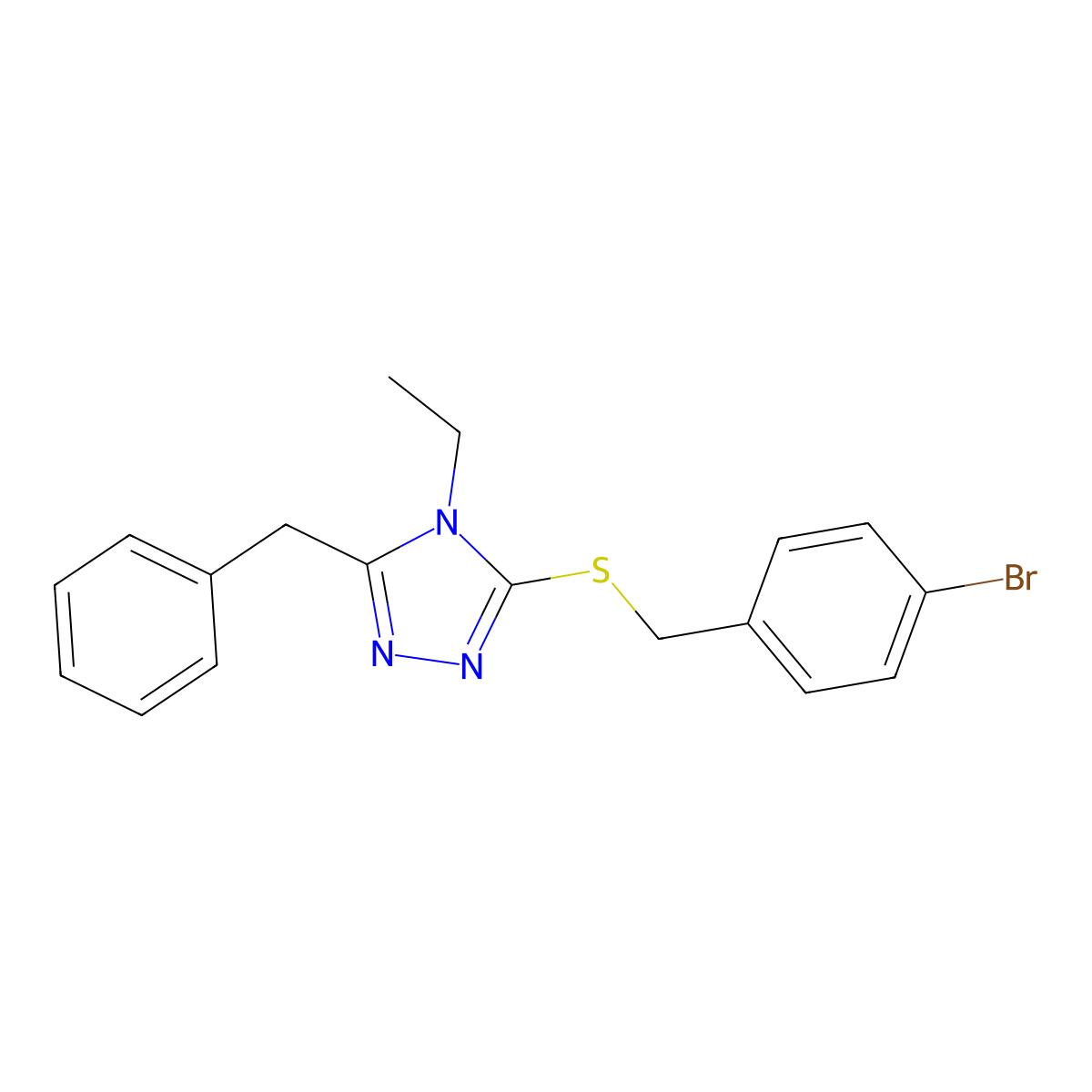 3-Benzyl-5-[(4-bromophenyl)methylsulfanyl]-4-ethyl-1,2,4-triazole molecular structure, CAS 663209-94-7