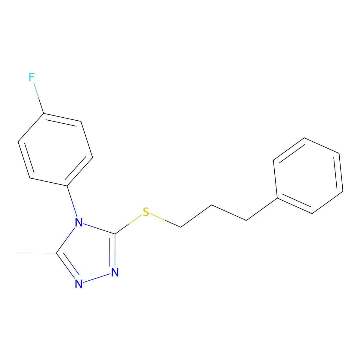 4-(4-fluorophenyl)-5-methyl-4H-1,2,4-triazol-3-yl 3-phenylpropyl sulfide molecular structure, CAS 663210-02-4
