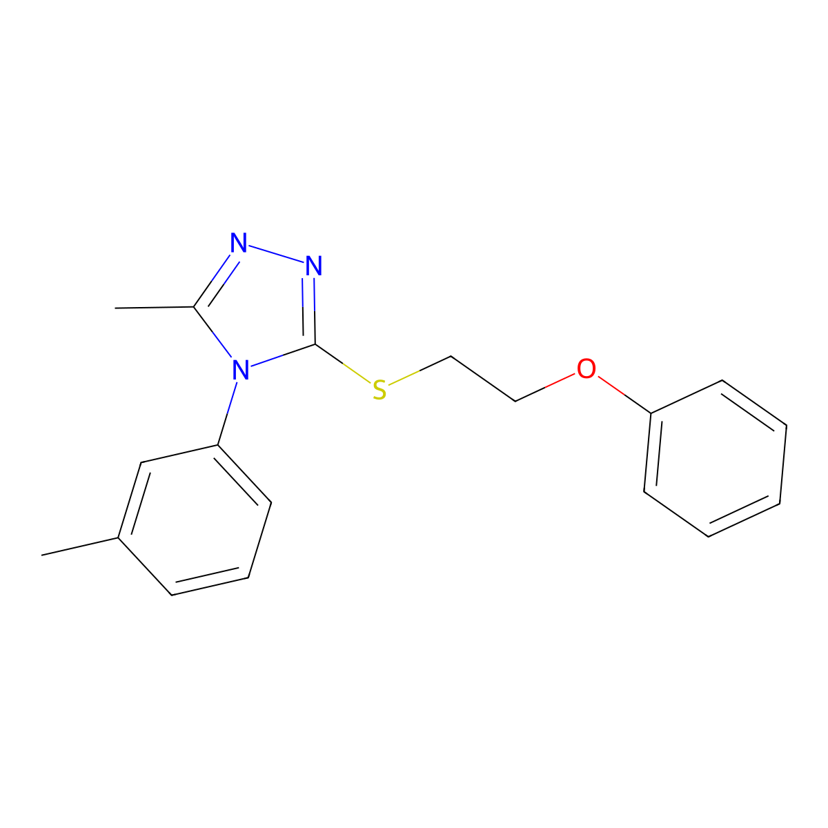 3-Methyl-4-(3-methylphenyl)-5-(2-phenoxyethylsulfanyl)-1,2,4-triazole molecular structure, CAS 663210-04-6