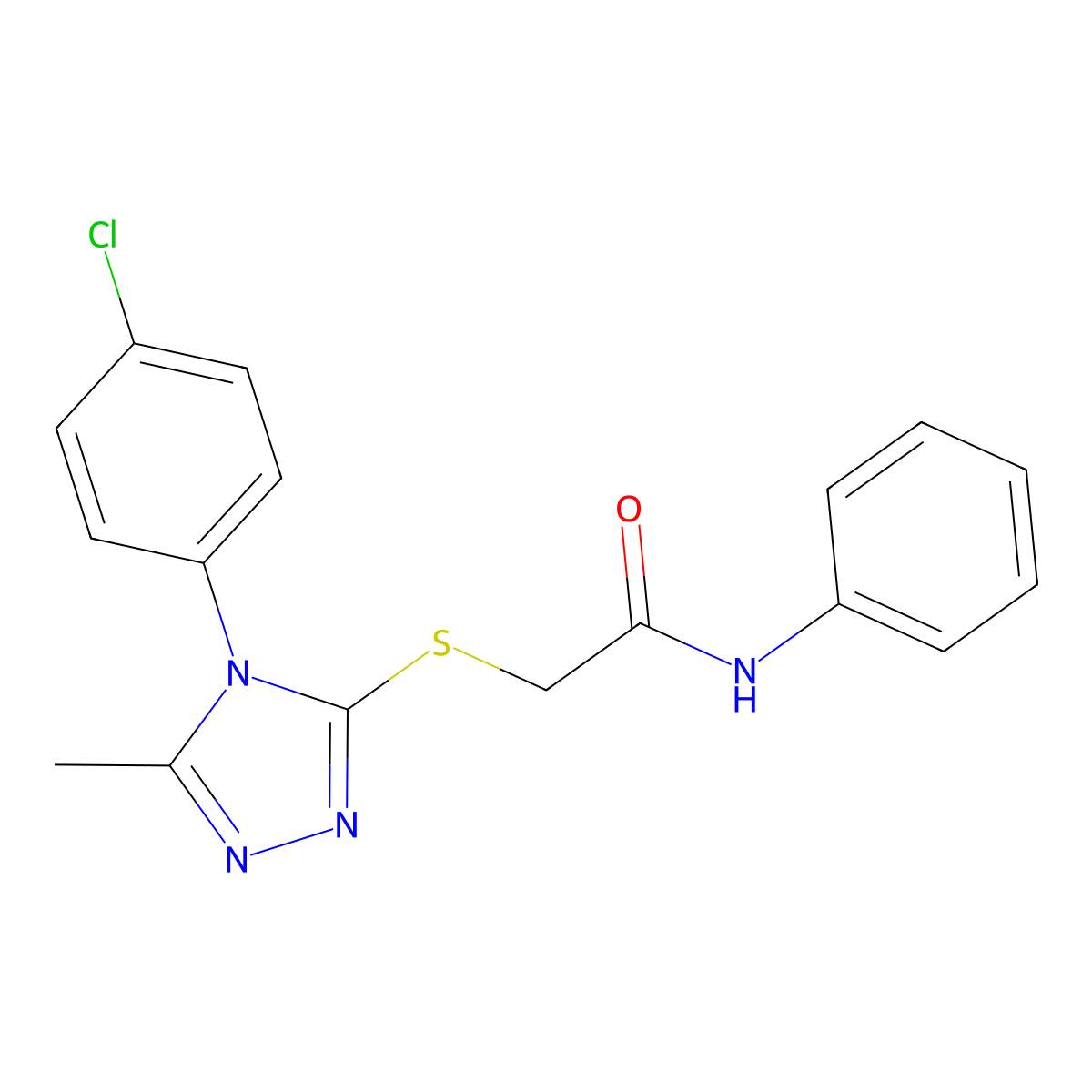 2-[[4-(4-chlorophenyl)-5-methyl-1,2,4-triazol-3-yl]sulfanyl]-N-phenylacetamide molecular structure, CAS 663210-75-1