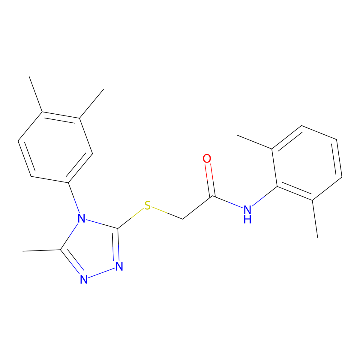 N-(2,6-dimethylphenyl)-2-[[4-(3,4-dimethylphenyl)-5-methyl-1,2,4-triazol-3-yl]sulfanyl]acetamide molecular structure, CAS 663211-29-8