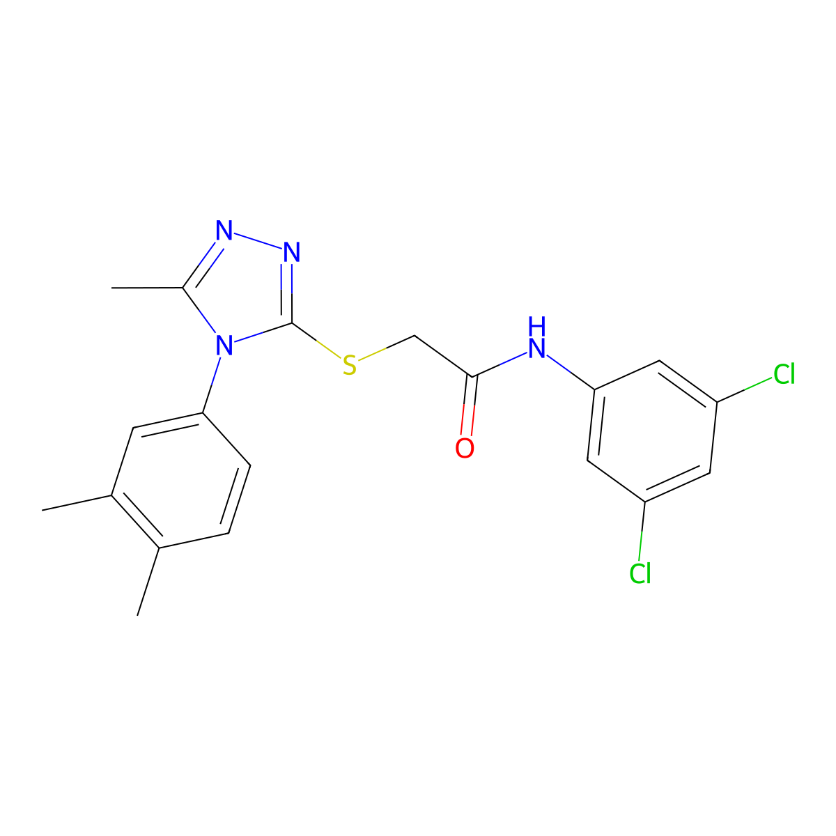 N-(3,5-dichlorophenyl)-2-[[4-(3,4-dimethylphenyl)-5-methyl-1,2,4-triazol-3-yl]sulfanyl]acetamide molecular structure, CAS 663211-33-4
