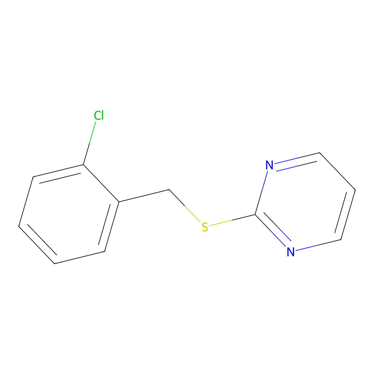 2-{[(2-Chlorophenyl)methyl]sulfanyl}pyrimidine molecular structure, CAS 663211-52-7