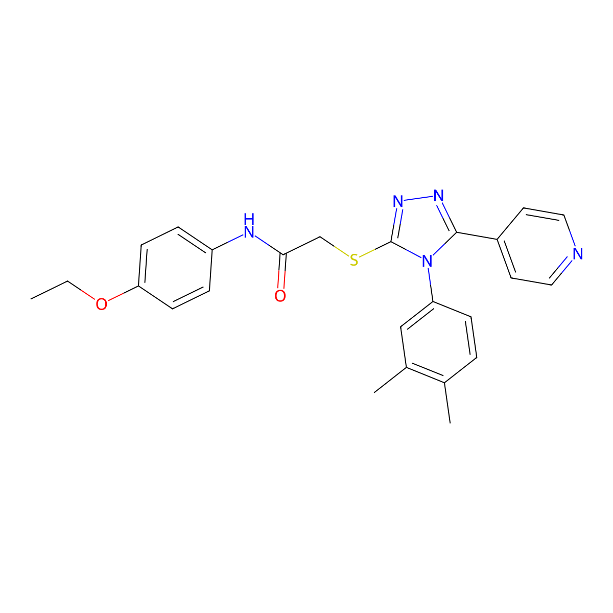 2-[[4-(3,4-dimethylphenyl)-5-pyridin-4-yl-1,2,4-triazol-3-yl]sulfanyl]-N-(4-ethoxyphenyl)acetamide molecular structure, CAS 663211-85-6