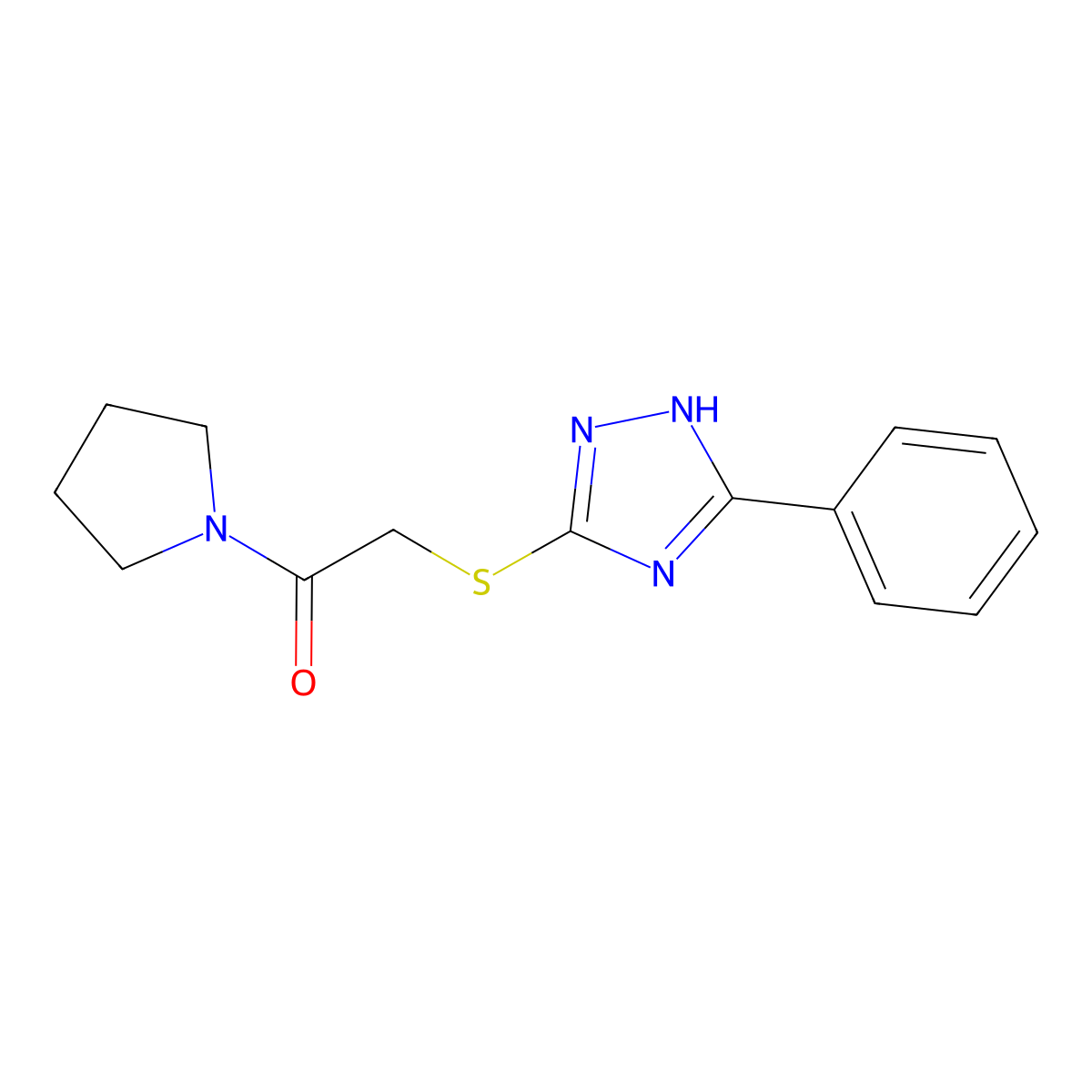 2-[(5-phenyl-1H-1,2,4-triazol-3-yl)sulfanyl]-1-pyrrolidin-1-ylethanone molecular structure, CAS 663212-10-0