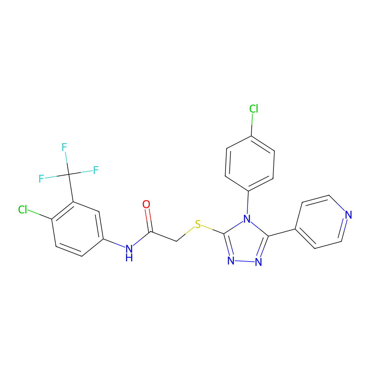 2-{[4-(4-chlorophenyl)-5-(pyridin-4-yl)-4H-1,2,4-triazol-3-yl]sulfanyl}-N-[4-chloro-3-(trifluoromethyl)phenyl]acetamide molecular structure, CAS 663212-19-9