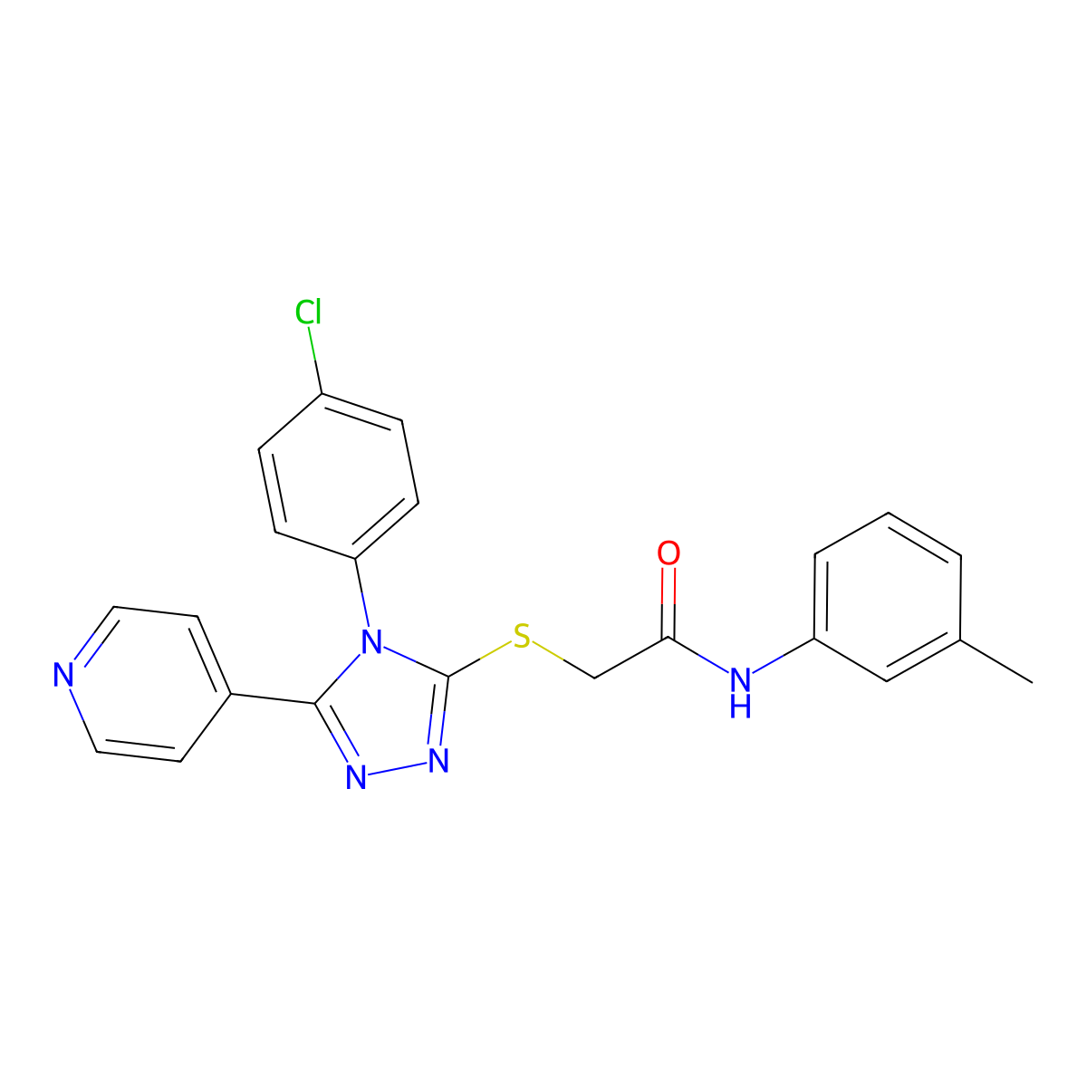 2-{[4-(4-chlorophenyl)-5-(pyridin-4-yl)-4H-1,2,4-triazol-3-yl]sulfanyl}-N-(3-methylphenyl)acetamide molecular structure, CAS 663212-23-5