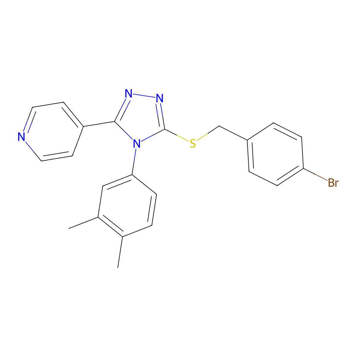 4-[5-[(4-Bromophenyl)methylsulfanyl]-4-(3,4-dimethylphenyl)-1,2,4-triazol-3-yl]pyridine molecular structure, CAS 663212-27-9