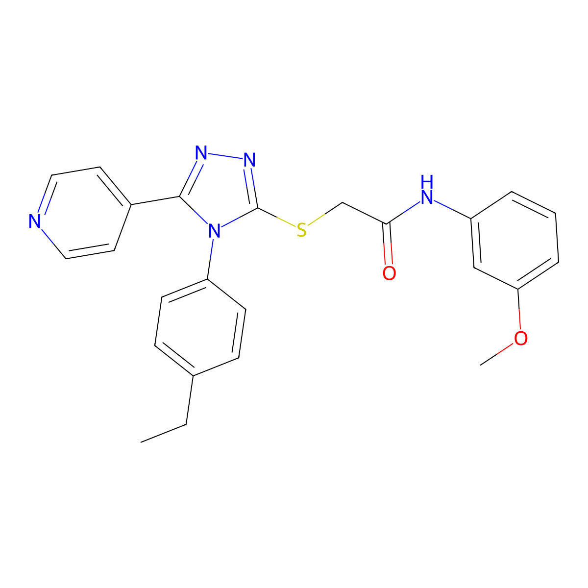 2-[[4-(4-ethylphenyl)-5-pyridin-4-yl-1,2,4-triazol-3-yl]sulfanyl]-N-(3-methoxyphenyl)acetamide molecular structure, CAS 663212-59-7