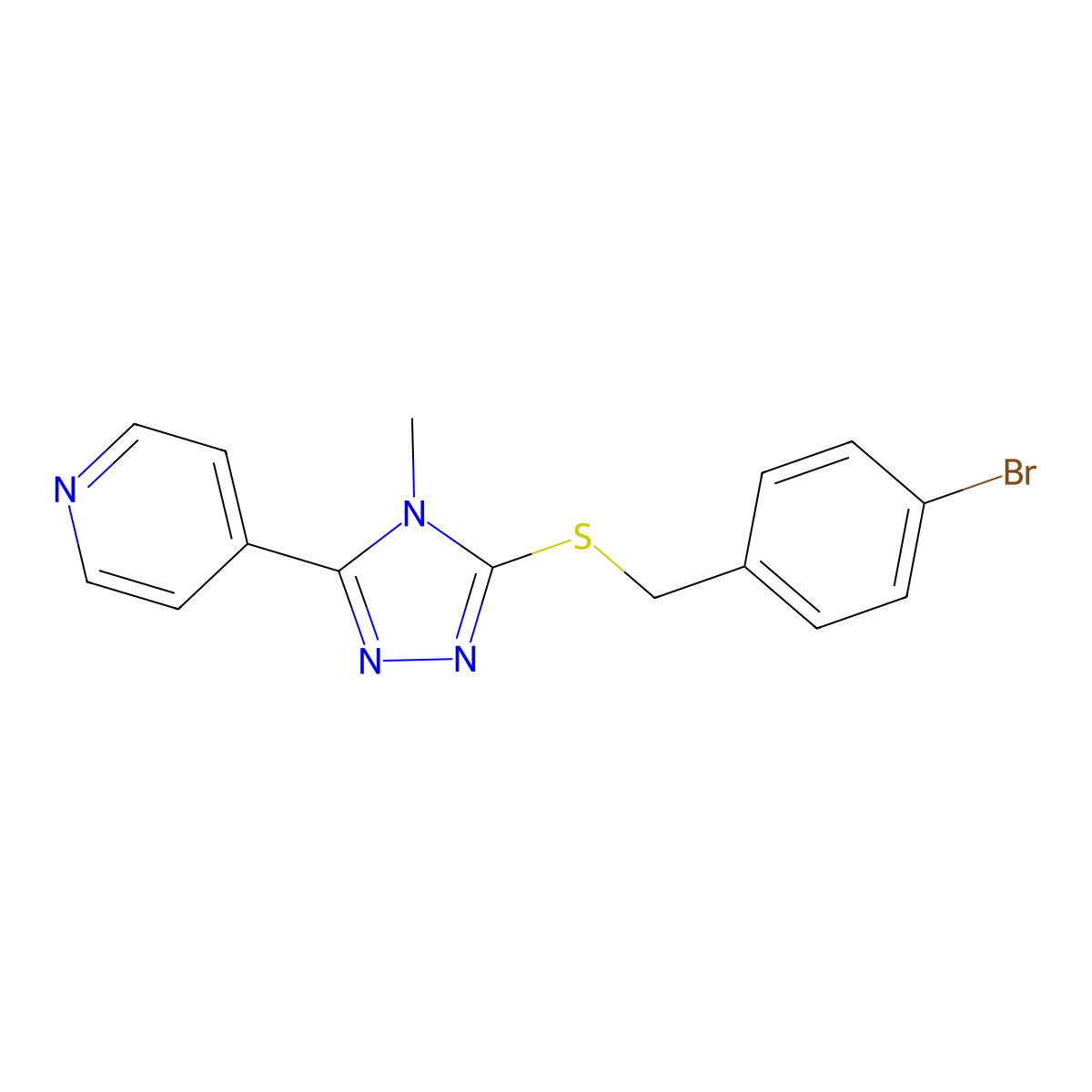 4-(5-((4-Bromobenzyl)thio)-4-methyl-4H-1,2,4-triazol-3-yl)pyridine molecular structure, CAS 663212-78-0