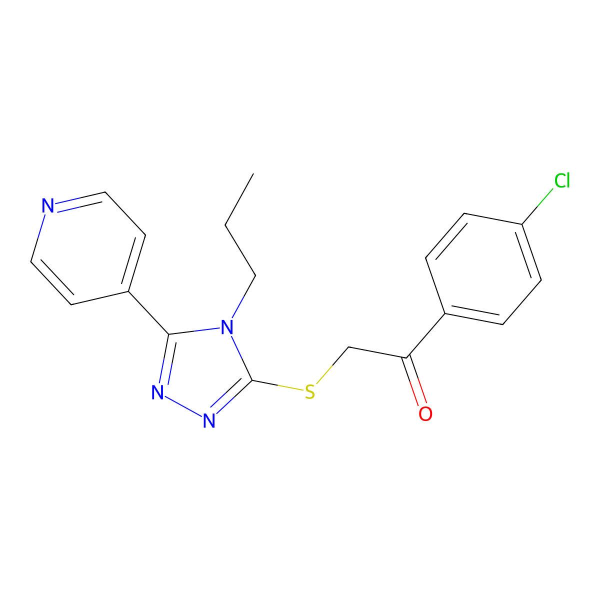 1-(4-Chlorophenyl)-2-[(4-propyl-5-pyridin-4-yl-1,2,4-triazol-3-yl)sulfanyl]ethanone molecular structure, CAS 663213-16-9