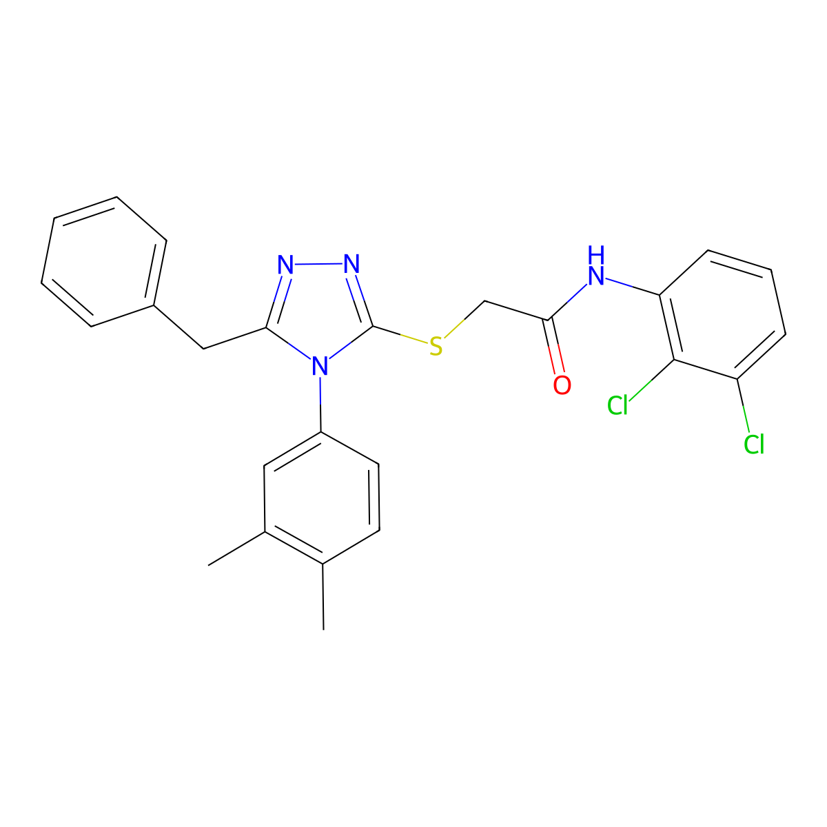 2-[[5-benzyl-4-(3,4-dimethylphenyl)-1,2,4-triazol-3-yl]sulfanyl]-N-(2,3-dichlorophenyl)acetamide molecular structure, CAS 663213-29-4