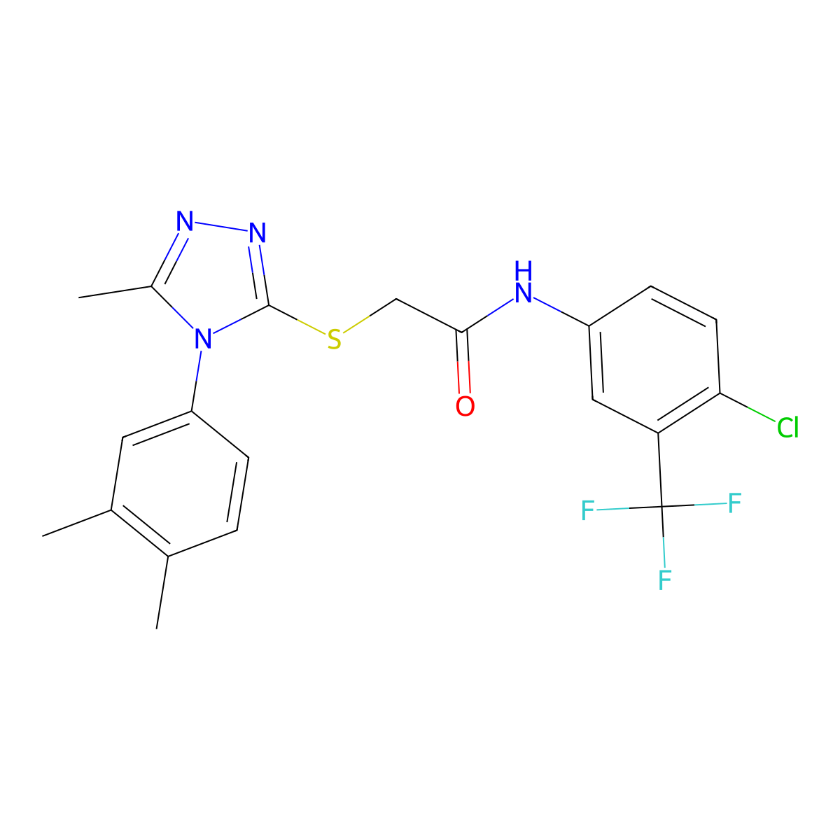 N-[4-chloro-3-(trifluoromethyl)phenyl]-2-[[4-(3,4-dimethylphenyl)-5-methyl-1,2,4-triazol-3-yl]sulfanyl]acetamide molecular structure, CAS 663213-35-2