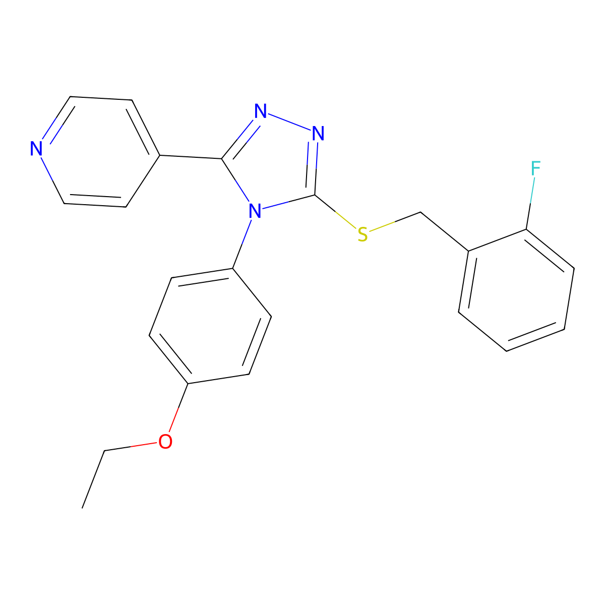 4-[4-(4-Ethoxyphenyl)-5-[(2-fluorophenyl)methylsulfanyl]-1,2,4-triazol-3-yl]pyridine molecular structure, CAS 663213-40-9