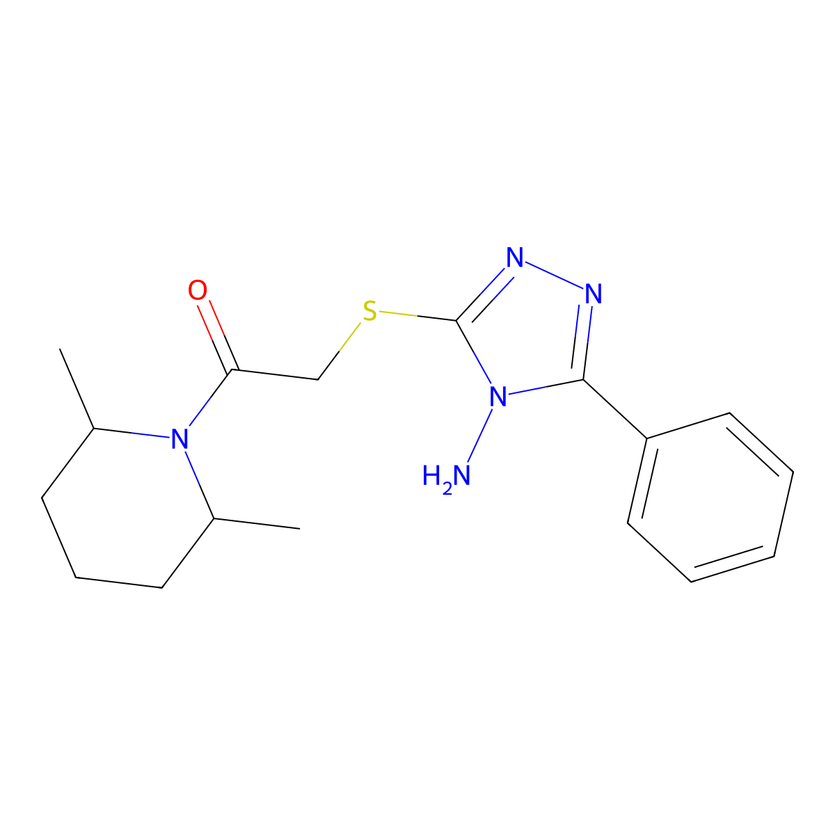 2-[(4-Amino-5-phenyl-1,2,4-triazol-3-yl)sulfanyl]-1-(2,6-dimethylpiperidin-1-yl)ethanone molecular structure, CAS 663213-51-2