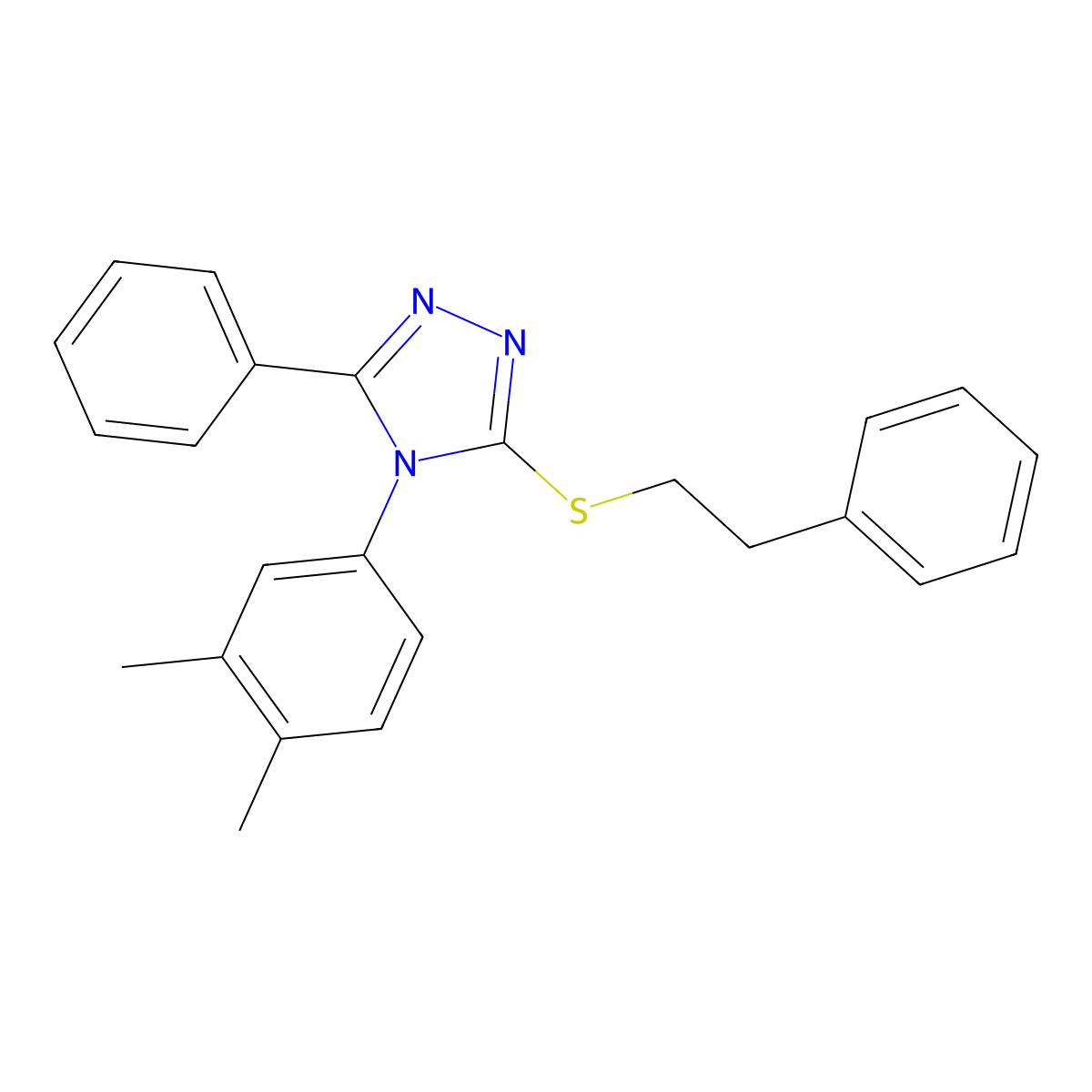 4-(3,4-dimethylphenyl)-5-phenyl-4H-1,2,4-triazol-3-yl 2-phenylethyl sulfide molecular structure, CAS 663213-52-3