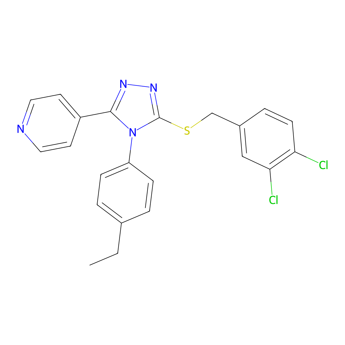3,4-dichlorobenzyl 4-(4-ethylphenyl)-5-(4-pyridinyl)-4H-1,2,4-triazol-3-yl sulfide molecular structure, CAS 663213-60-3