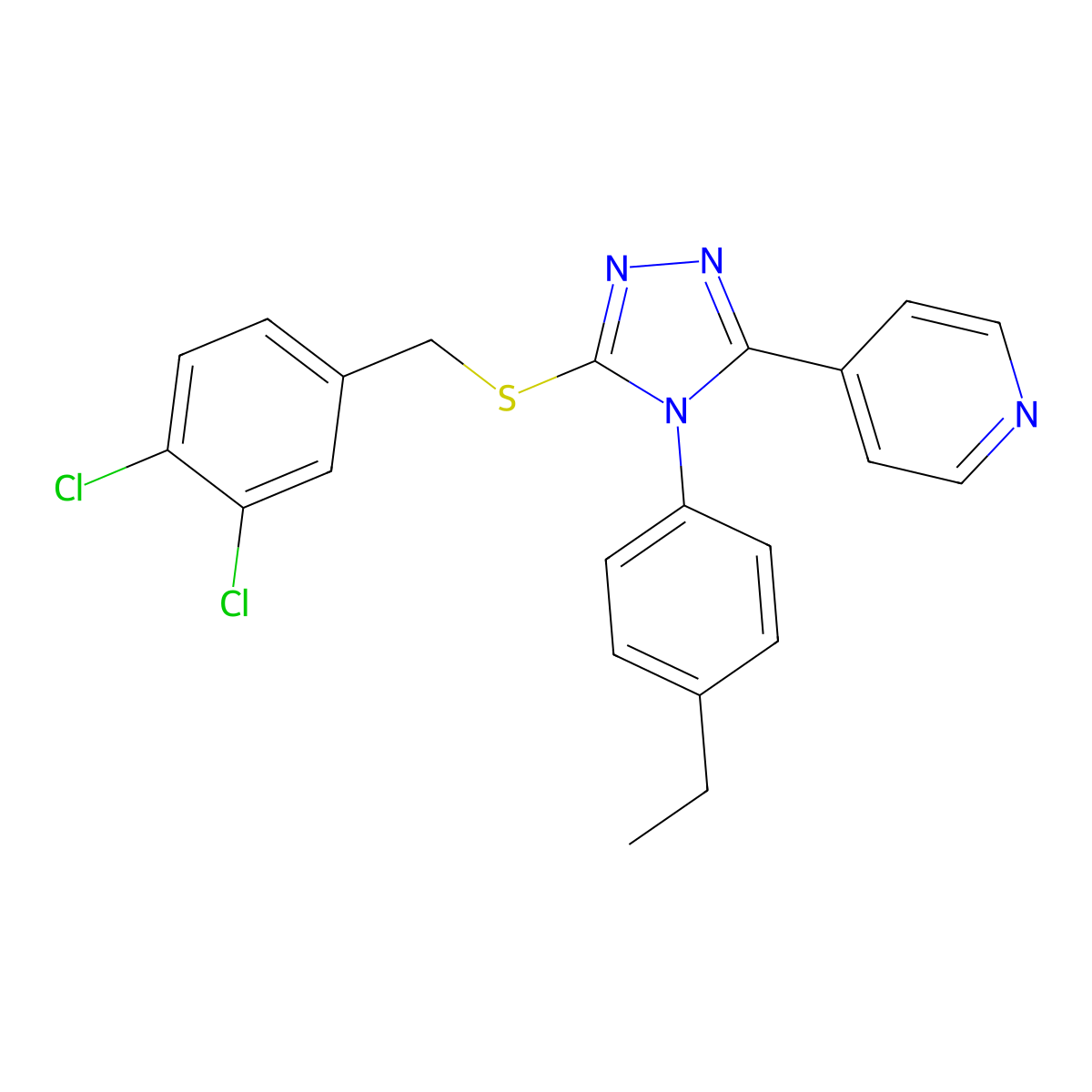 3,4-dichlorobenzyl 4-(4-ethylphenyl)-5-(4-pyridinyl)-4H-1,2,4-triazol-3-yl sulfide molecular structure, CAS 663213-60-3