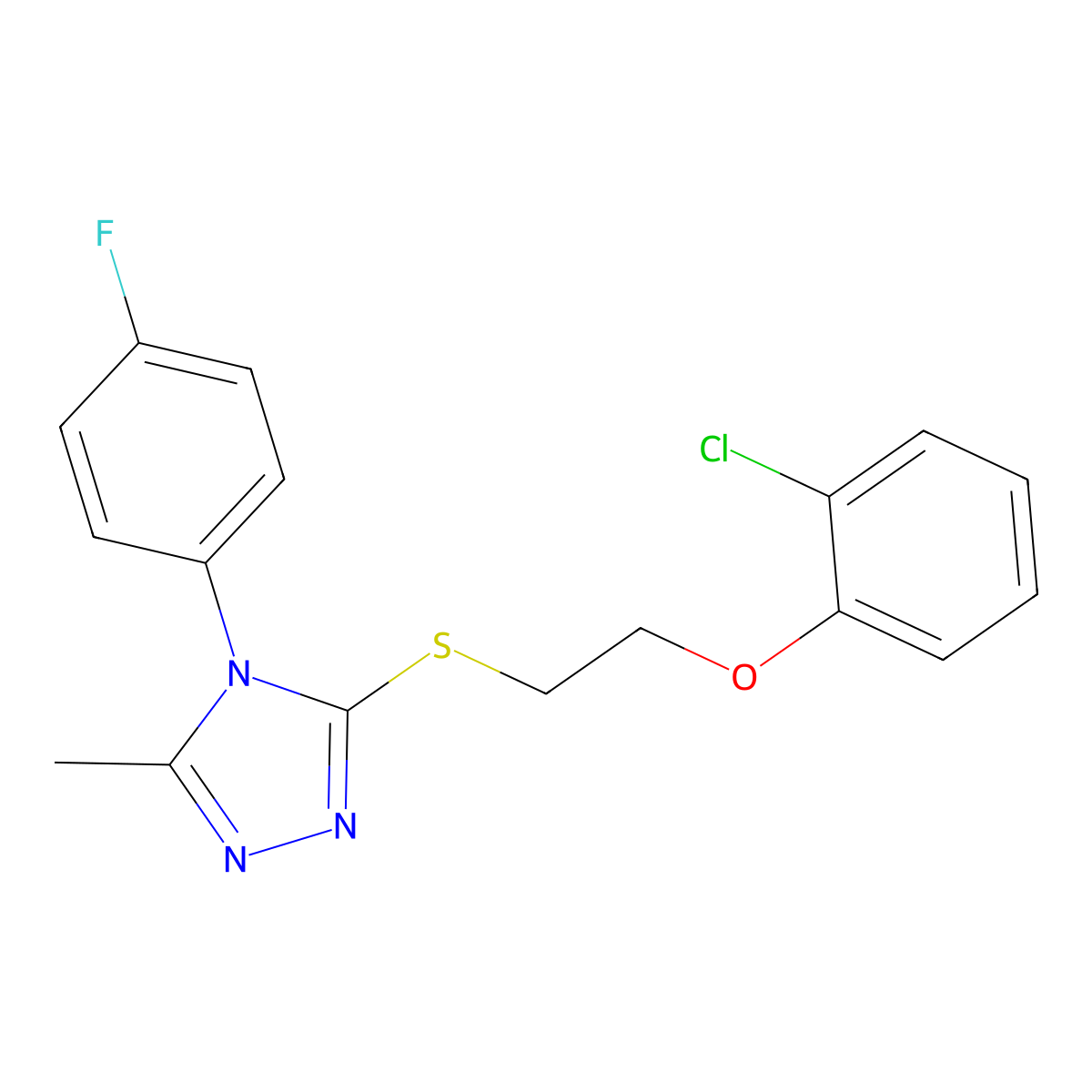3-{[2-(2-chlorophenoxy)ethyl]sulfanyl}-4-(4-fluorophenyl)-5-methyl-4H-1,2,4-triazole molecular structure, CAS 663213-65-8