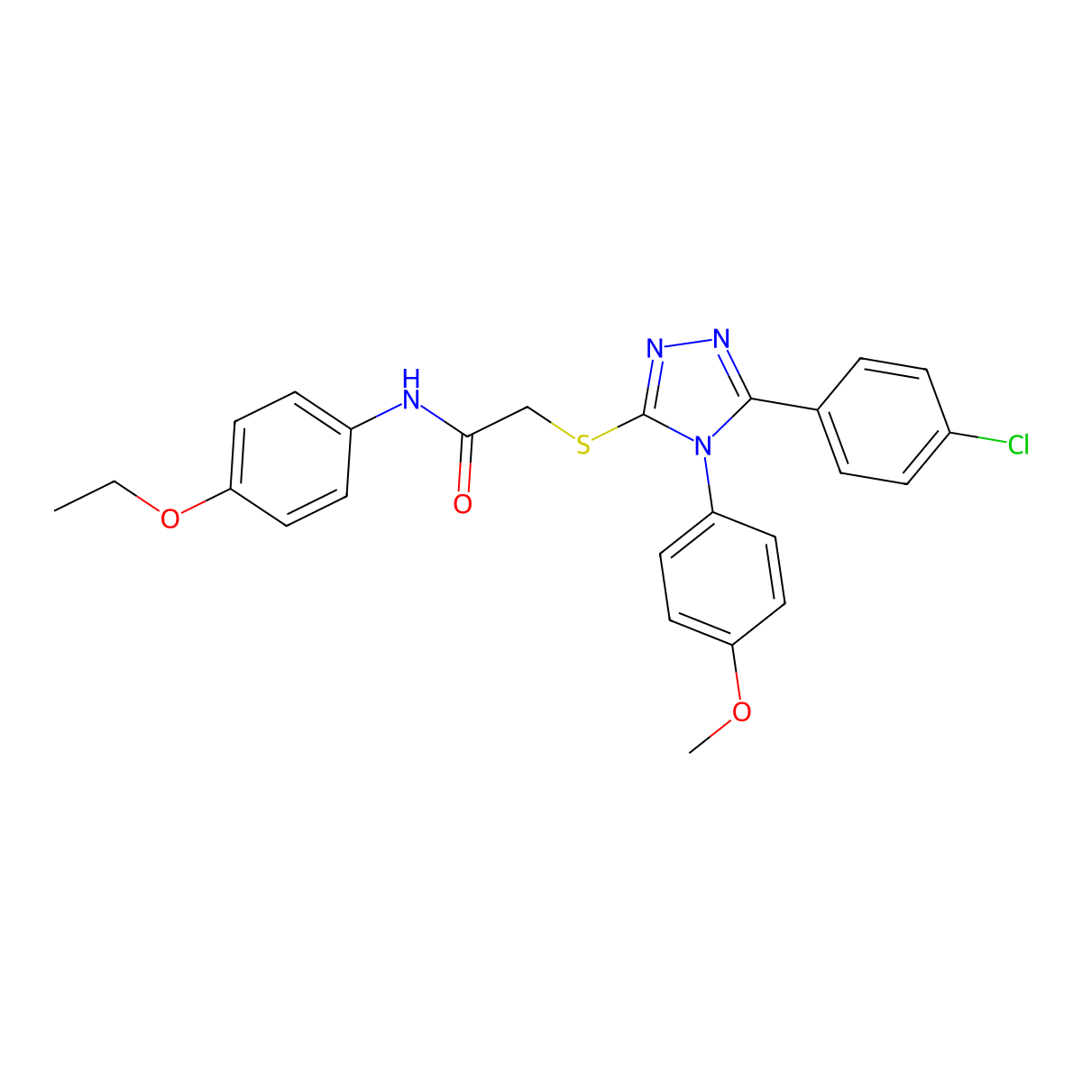 2-[[5-(4-chlorophenyl)-4-(4-methoxyphenyl)-1,2,4-triazol-3-yl]sulfanyl]-N-(4-ethoxyphenyl)acetamide molecular structure, CAS 663213-67-0
