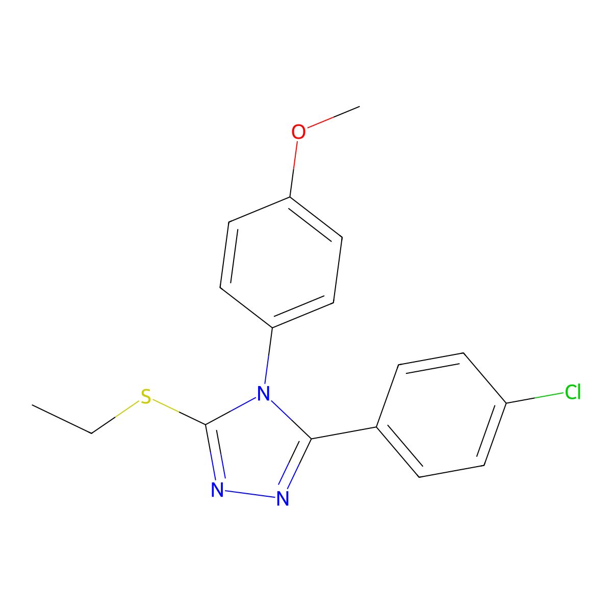 3-(4-Chlorophenyl)-5-ethylsulfanyl-4-(4-methoxyphenyl)-1,2,4-triazole molecular structure, CAS 663213-68-1
