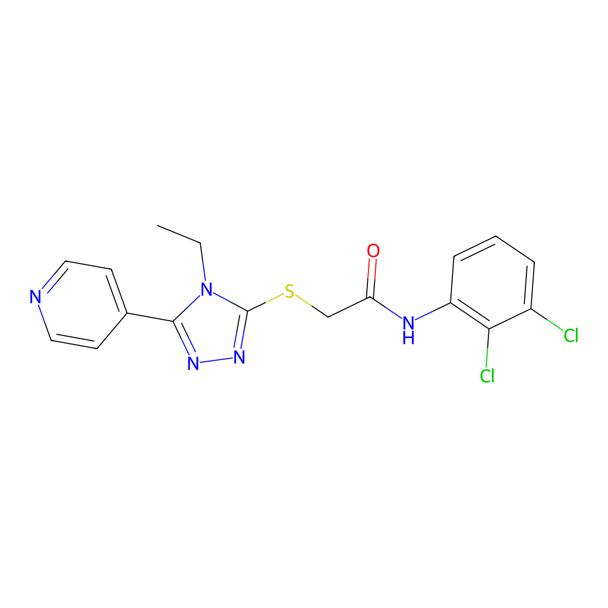 N-(2,3-dichlorophenyl)-2-[(4-ethyl-5-pyridin-4-yl-1,2,4-triazol-3-yl)sulfanyl]acetamide molecular structure, CAS 663213-79-4