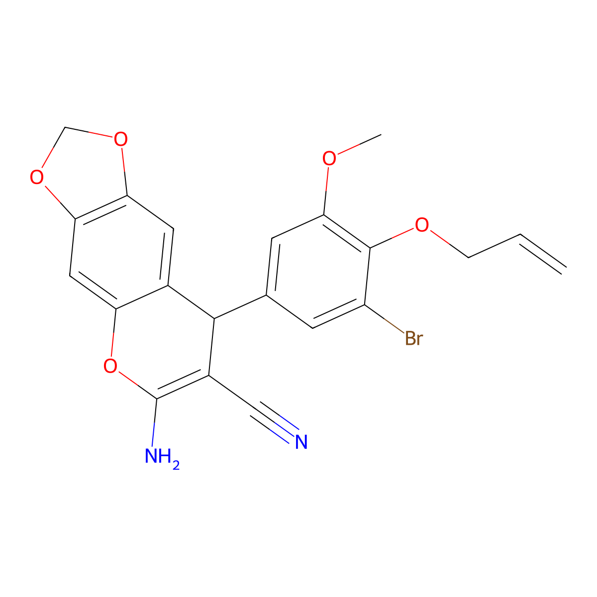 8-(4-(Allyloxy)-3-bromo-5-methoxyphenyl)-6-amino-8H-[1,3]dioxolo[4,5-g]chromene-7-carbonitrile molecular structure, CAS 663213-98-7