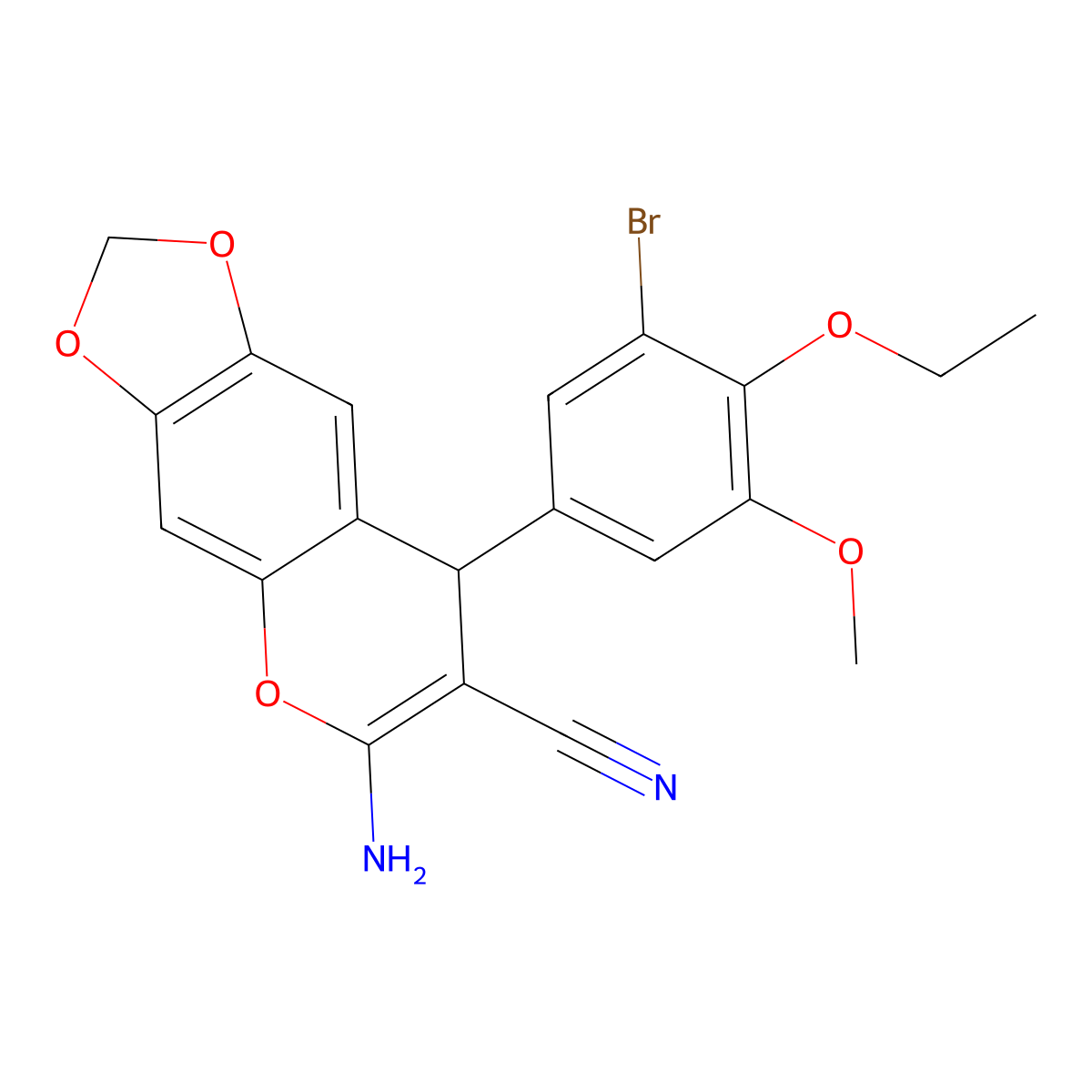 6-amino-8-(3-bromo-4-ethoxy-5-methoxyphenyl)-8H-[1,3]dioxolo[4,5-g]chromene-7-carbonitrile molecular structure, CAS 663214-01-5