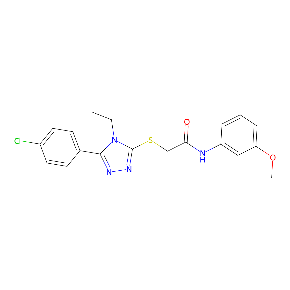 2-{[5-(4-chlorophenyl)-4-ethyl-4H-1,2,4-triazol-3-yl]sulfanyl}-N-(3-methoxyphenyl)acetamide molecular structure, CAS 663214-11-7