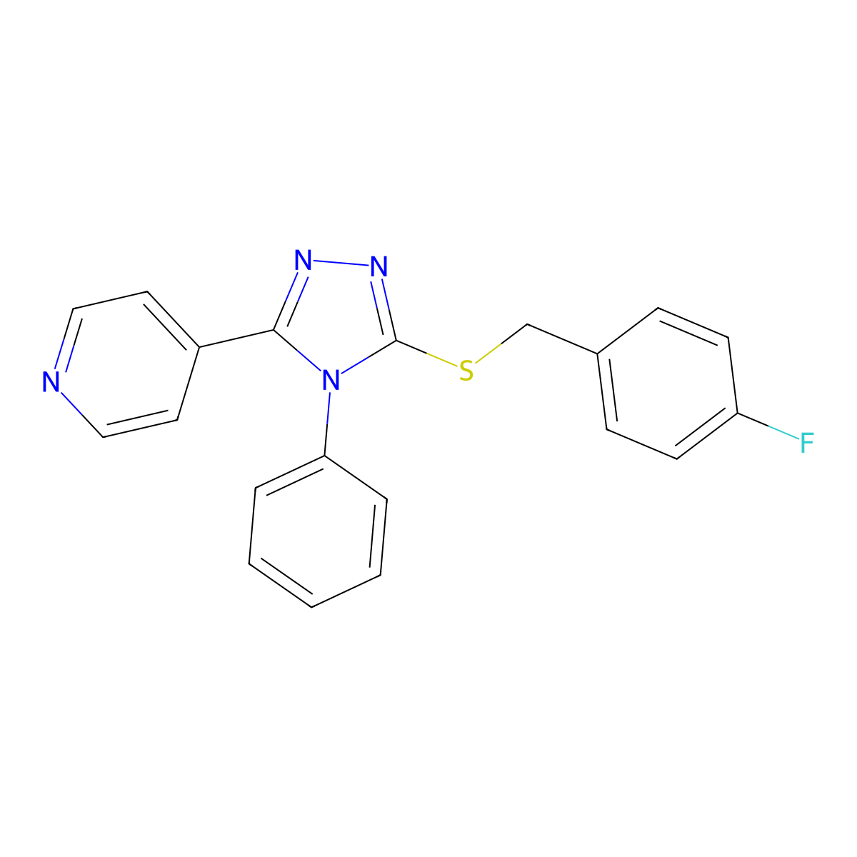 4-(5-{[(4-fluorophenyl)methyl]sulfanyl}-4-phenyl-4H-1,2,4-triazol-3-yl)pyridine molecular structure, CAS 663214-22-0