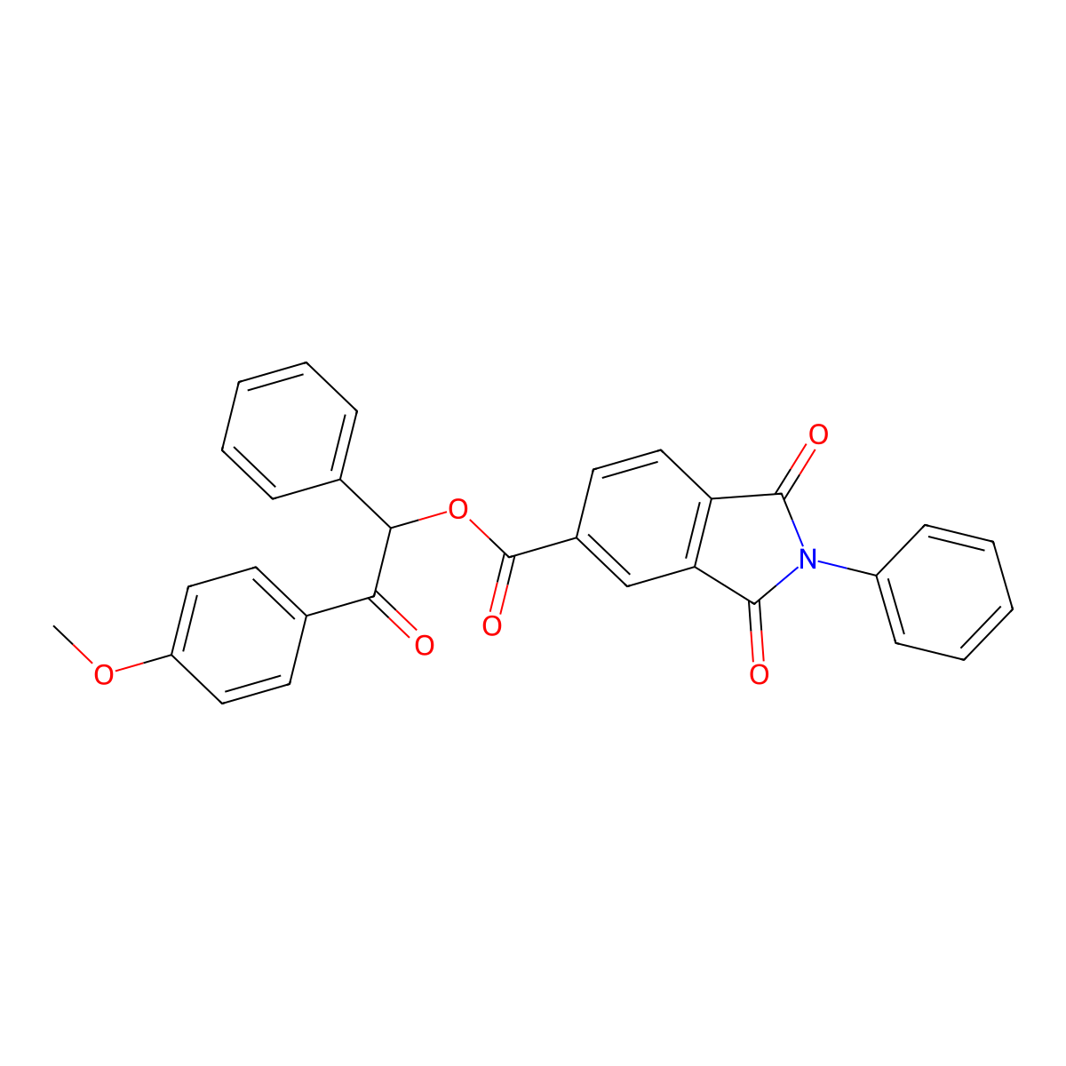 2-(4-methoxyphenyl)-2-oxo-1-phenylethyl 1,3-dioxo-2-phenyl-2,3-dihydro-1H-isoindole-5-carboxylate molecular structure, CAS 663214-25-3