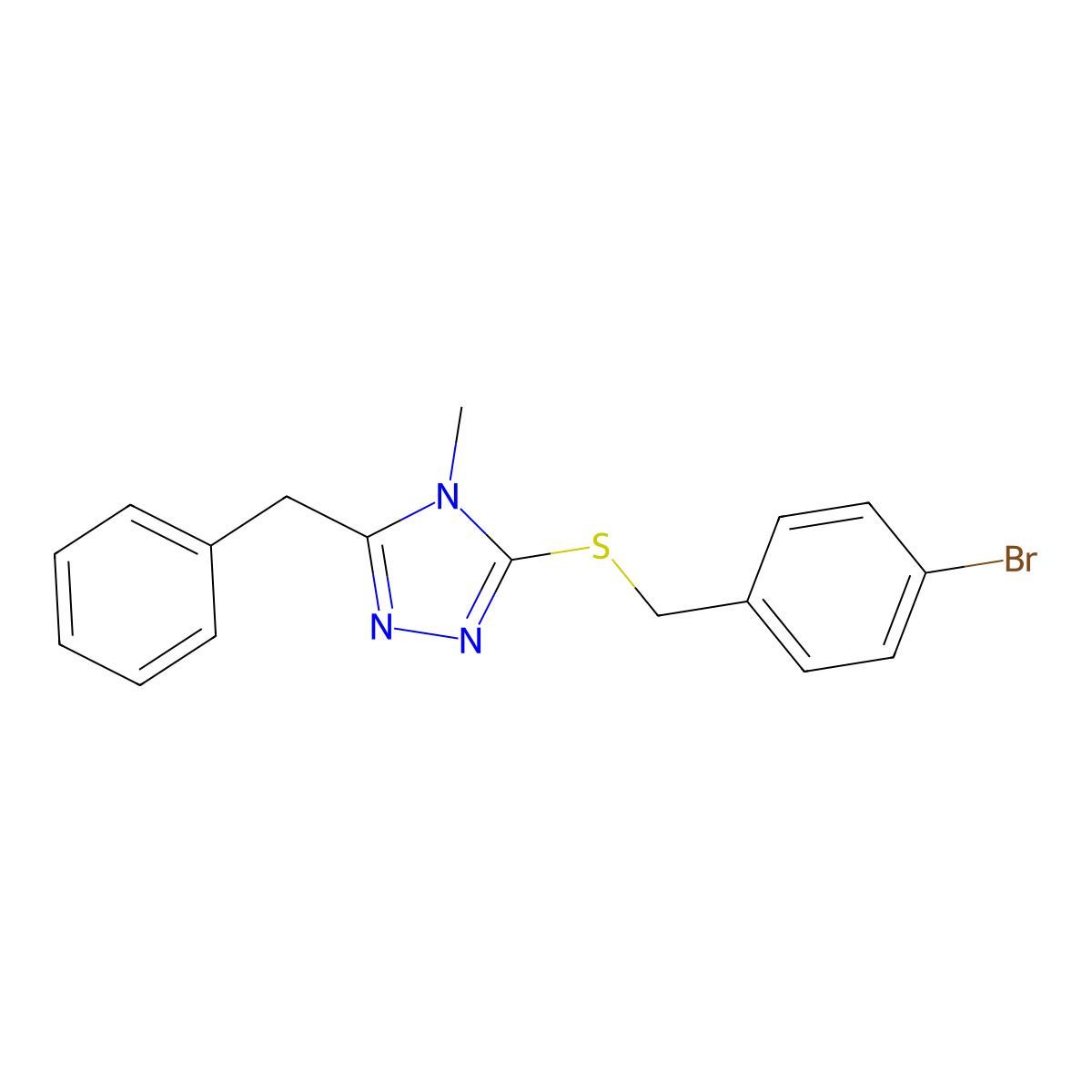 3-Benzyl-5-[(4-bromophenyl)methylsulfanyl]-4-methyl-1,2,4-triazole molecular structure, CAS 663214-29-7