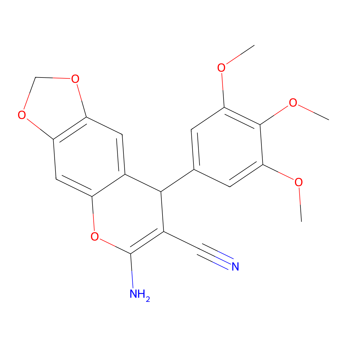 6-amino-8-(3,4,5-trimethoxyphenyl)-8H-[1,3]dioxolo[4,5-g]chromene-7-carbonitrile molecular structure, CAS 663214-48-0