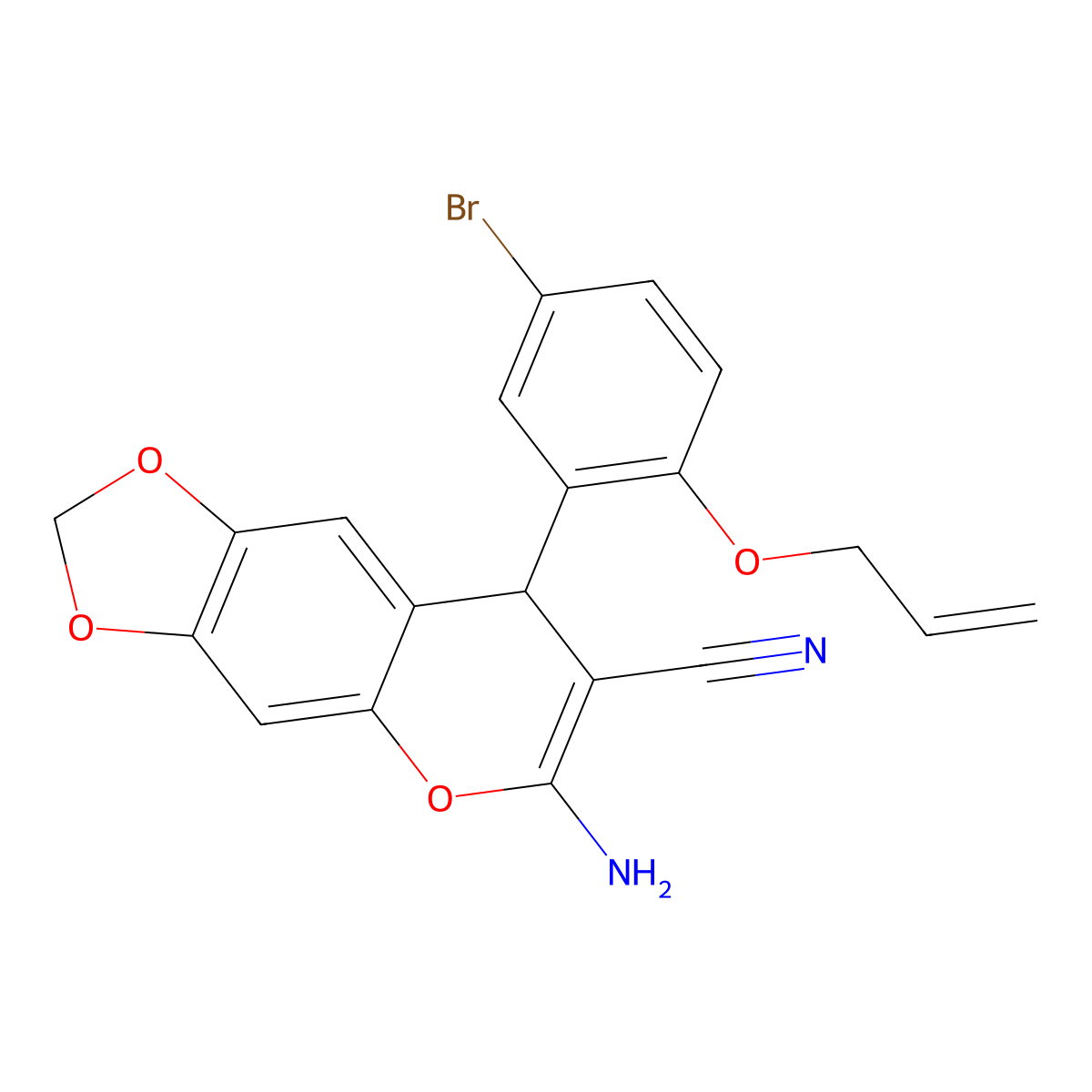 6-amino-8-(5-bromo-2-prop-2-enoxyphenyl)-8H-[1,3]dioxolo[4,5-g]chromene-7-carbonitrile molecular structure, CAS 663214-75-3