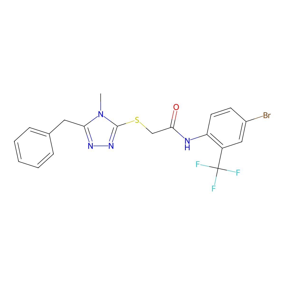 2-[(5-benzyl-4-methyl-1,2,4-triazol-3-yl)sulfanyl]-N-[4-bromo-2-(trifluoromethyl)phenyl]acetamide molecular structure, CAS 663214-92-4