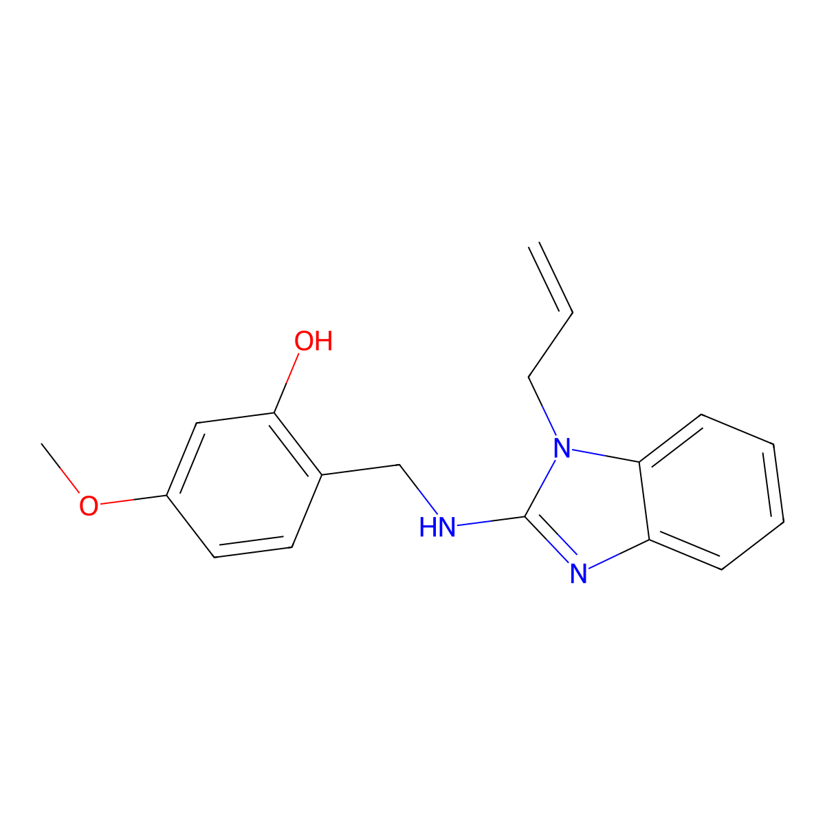 5-Methoxy-2-[[(1-prop-2-enylbenzimidazol-2-yl)amino]methyl]phenol molecular structure, CAS 663217-34-3