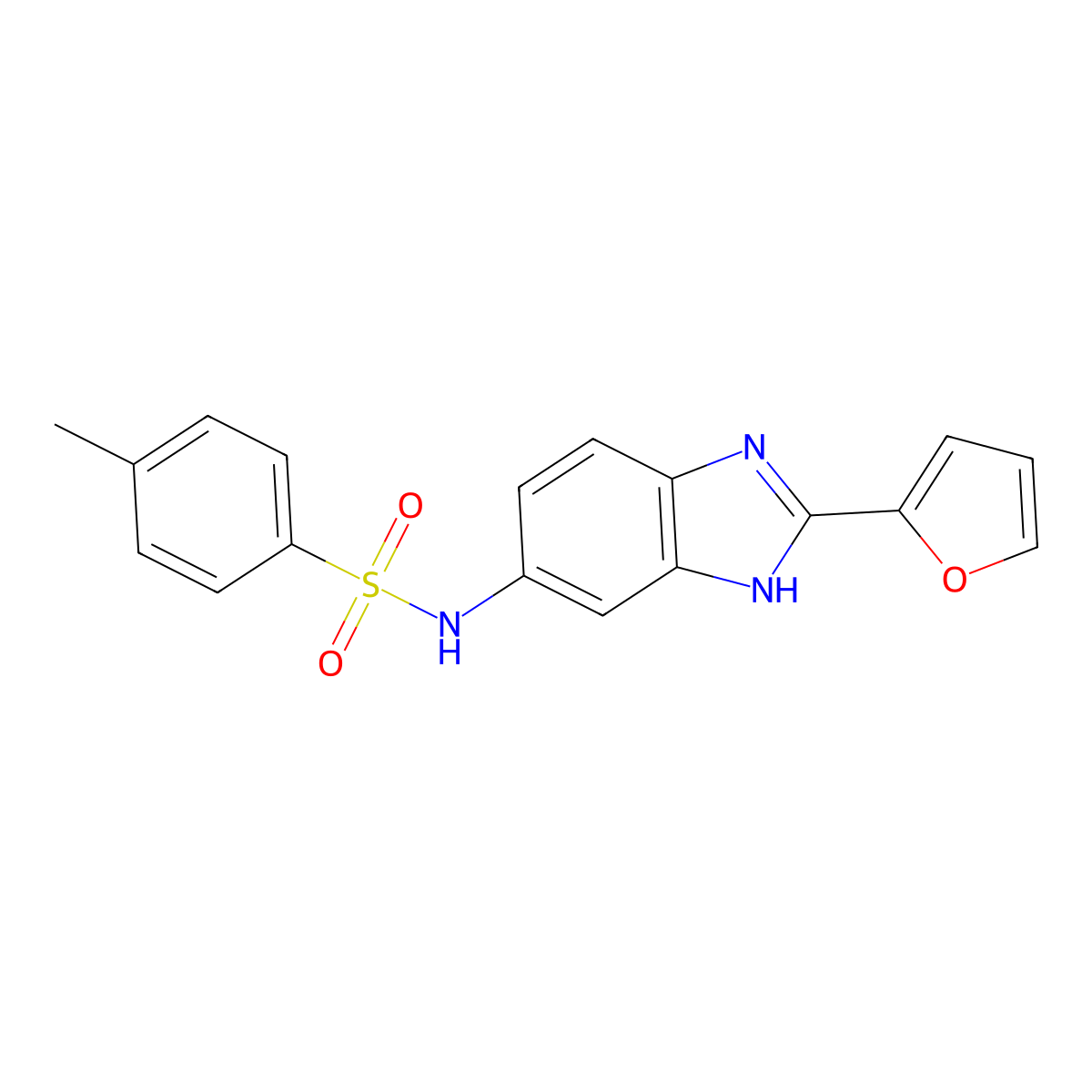 N-[2-(furan-2-yl)-3H-benzimidazol-5-yl]-4-methylbenzenesulfonamide molecular structure, CAS 663217-57-0