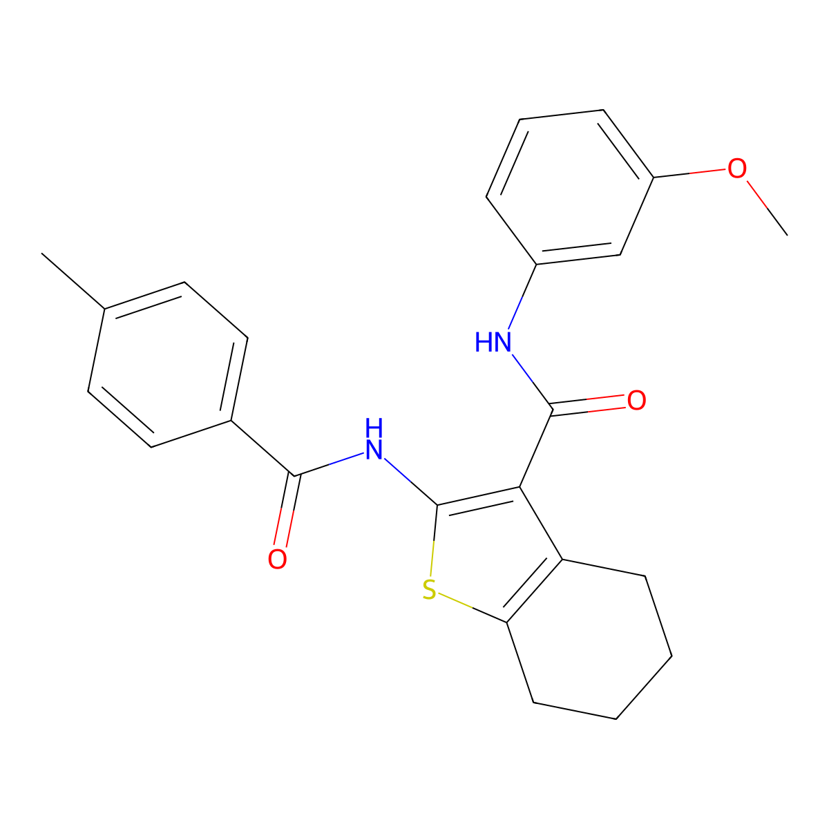 N-(3-methoxyphenyl)-2-[(4-methylbenzoyl)amino]-4,5,6,7-tetrahydro-1-benzothiophene-3-carboxamide molecular structure, CAS 663217-70-7
