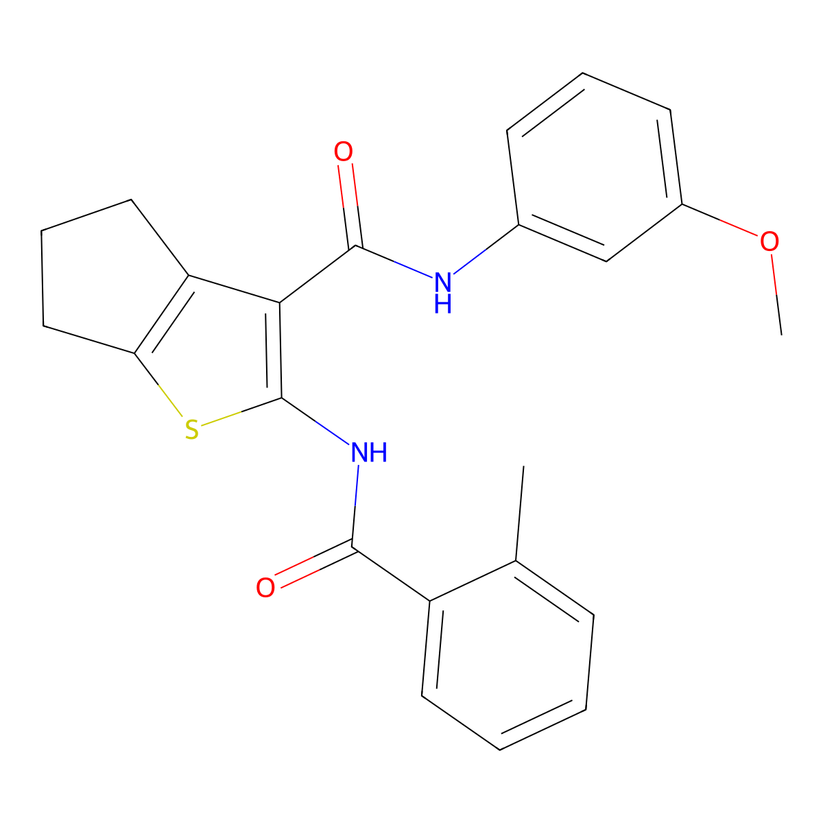 N-(3-methoxyphenyl)-2-[(2-methylbenzoyl)amino]-5,6-dihydro-4H-cyclopenta[b]thiophene-3-carboxamide molecular structure, CAS 663217-72-9