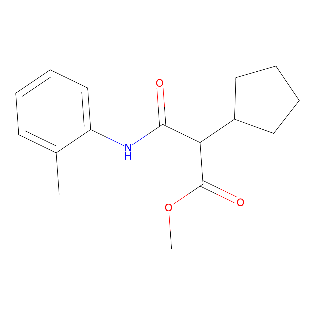 Methyl 2-cyclopentyl-3-oxo-3-(2-toluidino)propanoate molecular structure, CAS 663218-33-5