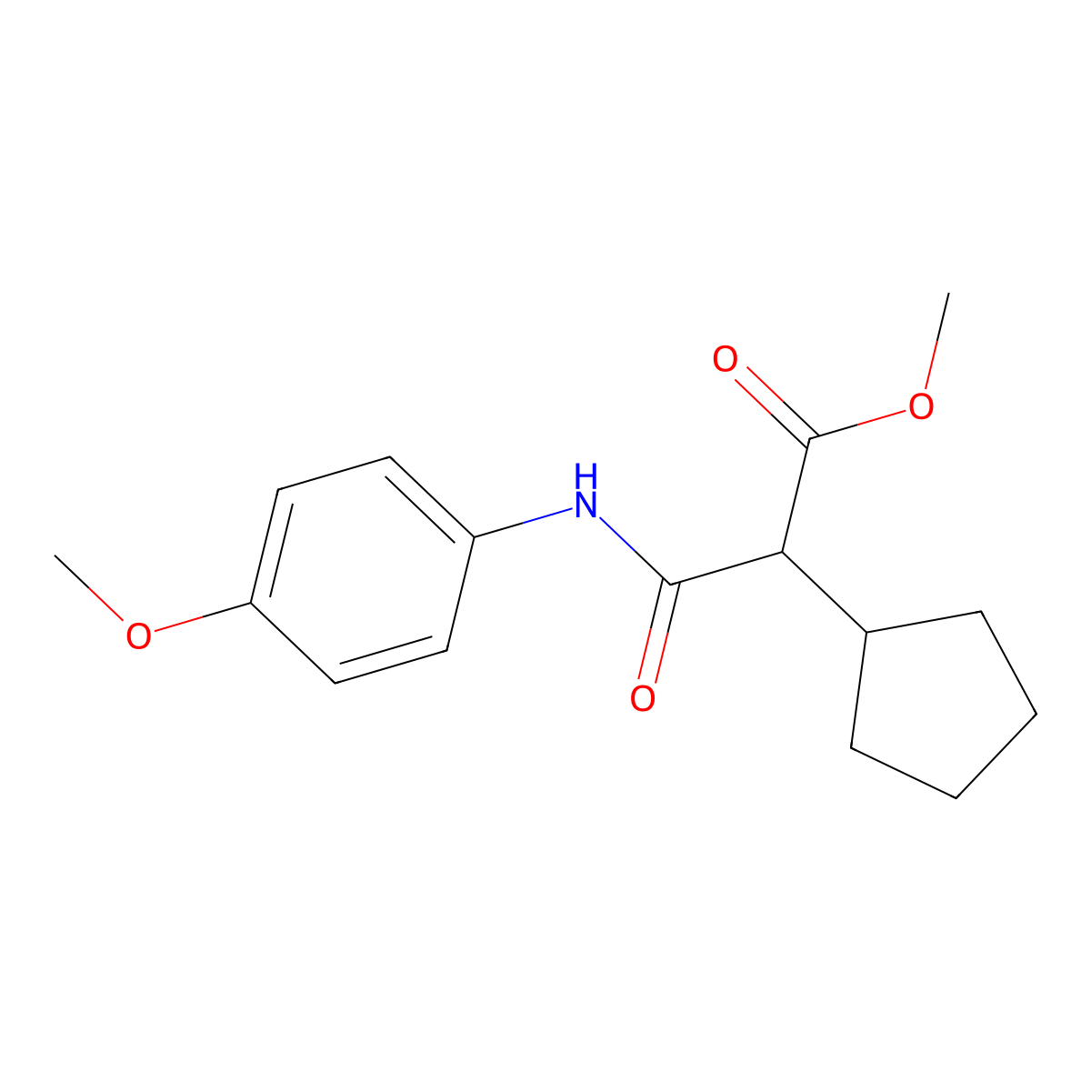 Methyl 2-cyclopentyl-3-(4-methoxyanilino)-3-oxopropanoate molecular structure, CAS 663218-34-6