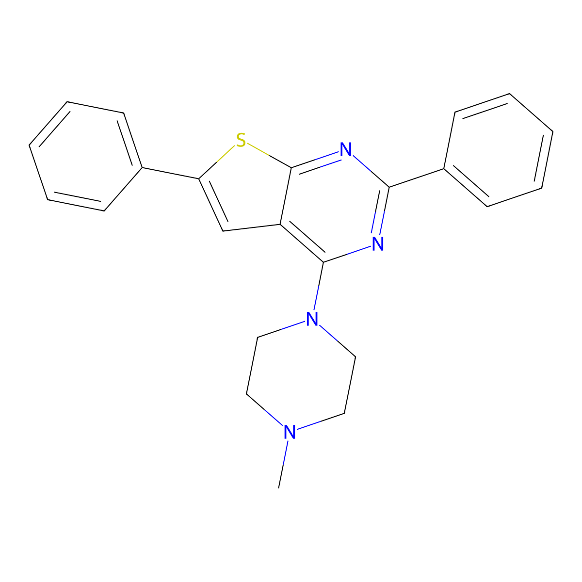 4-(4-Methylpiperazin-1-yl)-2,6-diphenylthieno[2,3-d]pyrimidine molecular structure, CAS 663218-78-8