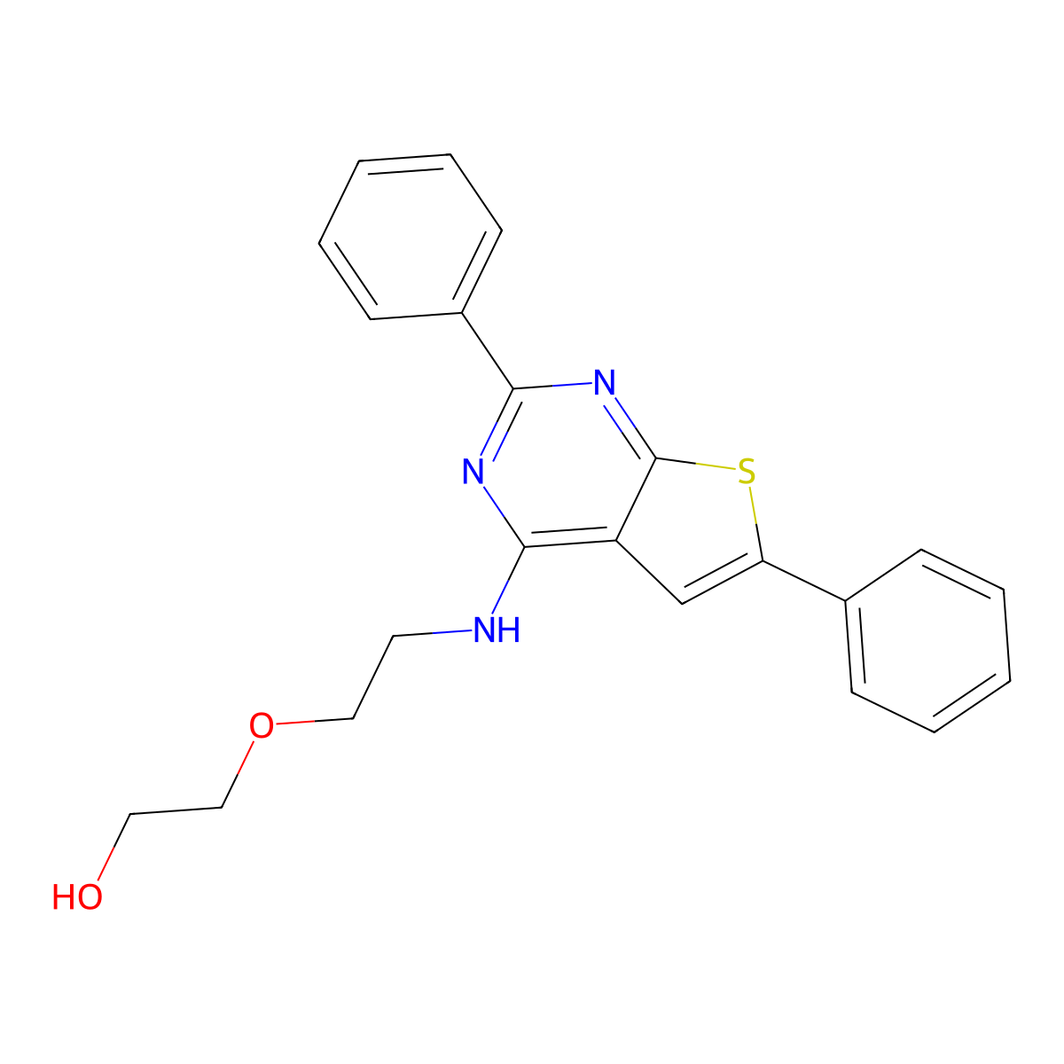 2-(2-((2,6-Diphenylthieno[2,3-d]pyrimidin-4-yl)amino)ethoxy)ethanol molecular structure, CAS 663218-79-9
