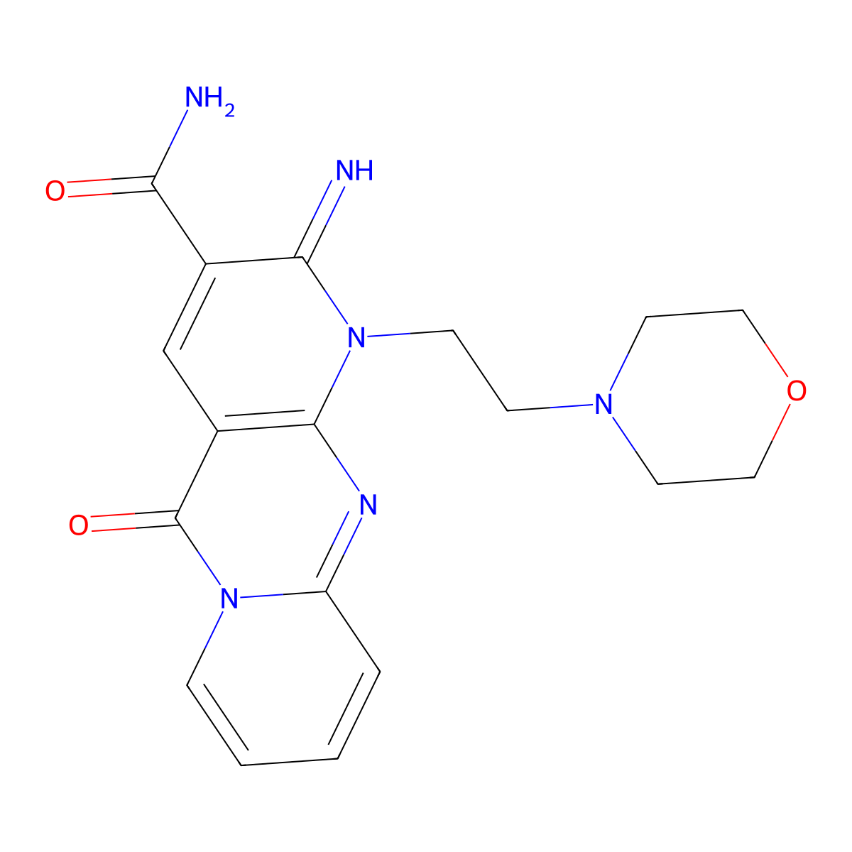 6-Imino-7-(2-morpholin-4-ylethyl)-2-oxo-1,7,9-triazatricyclo[8.4.0.03,8]tetradeca-3(8),4,9,11,13-pentaene-5-carboxamide molecular structure, CAS 663218-97-1